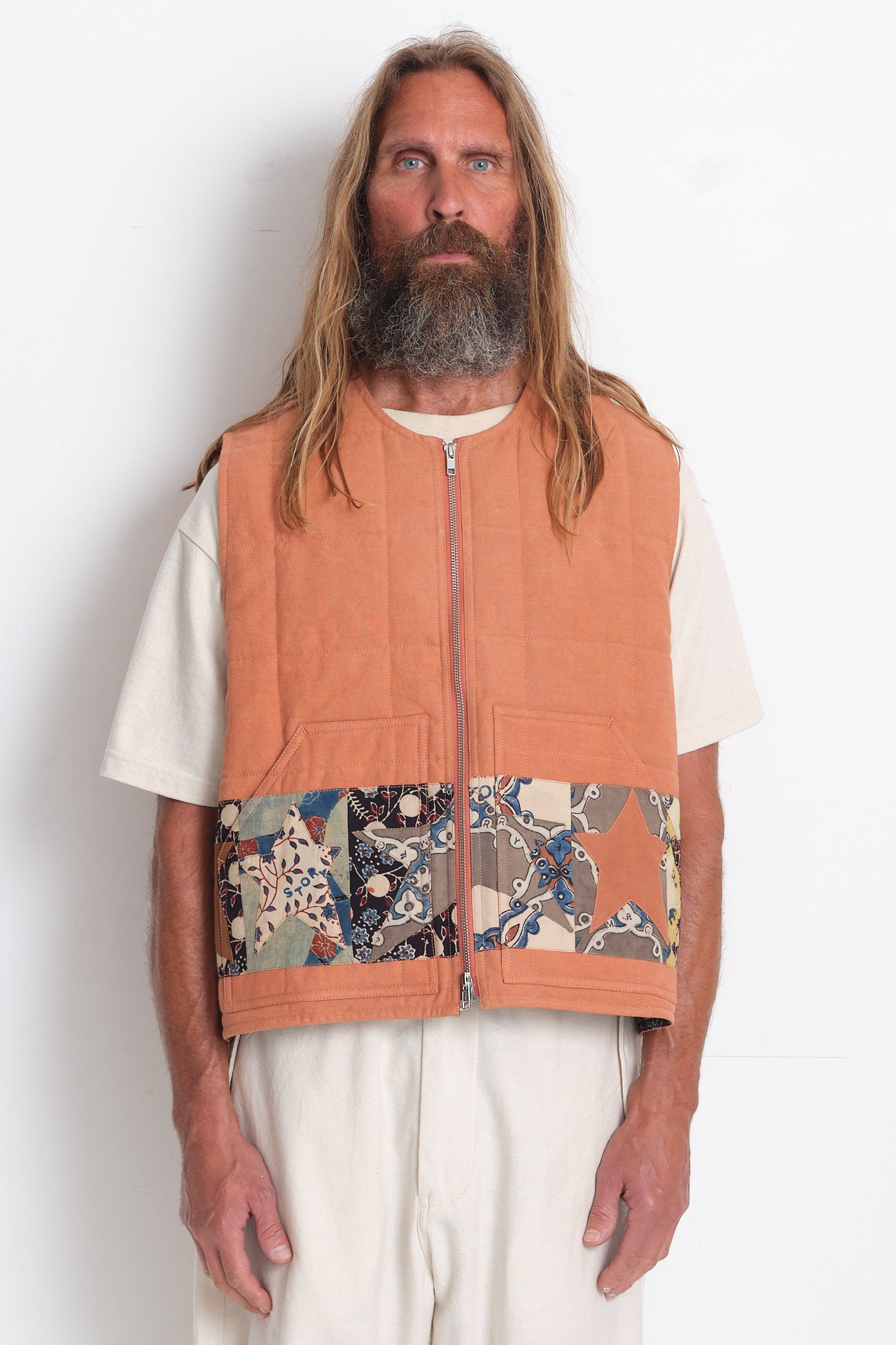 Saturn Vest - Terracotta Star Scraps Patchwork