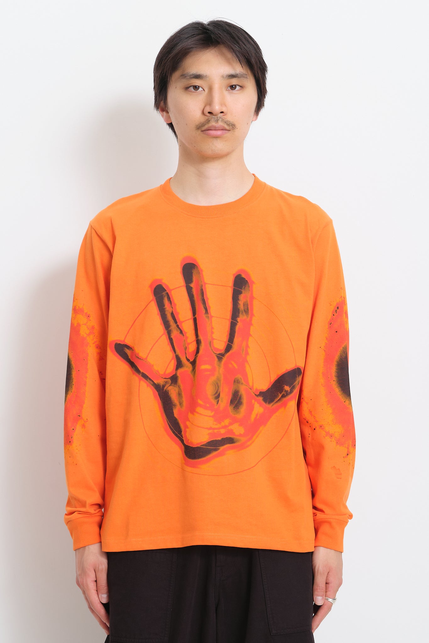 Recycled Cotton LS Tee - Orange Hand