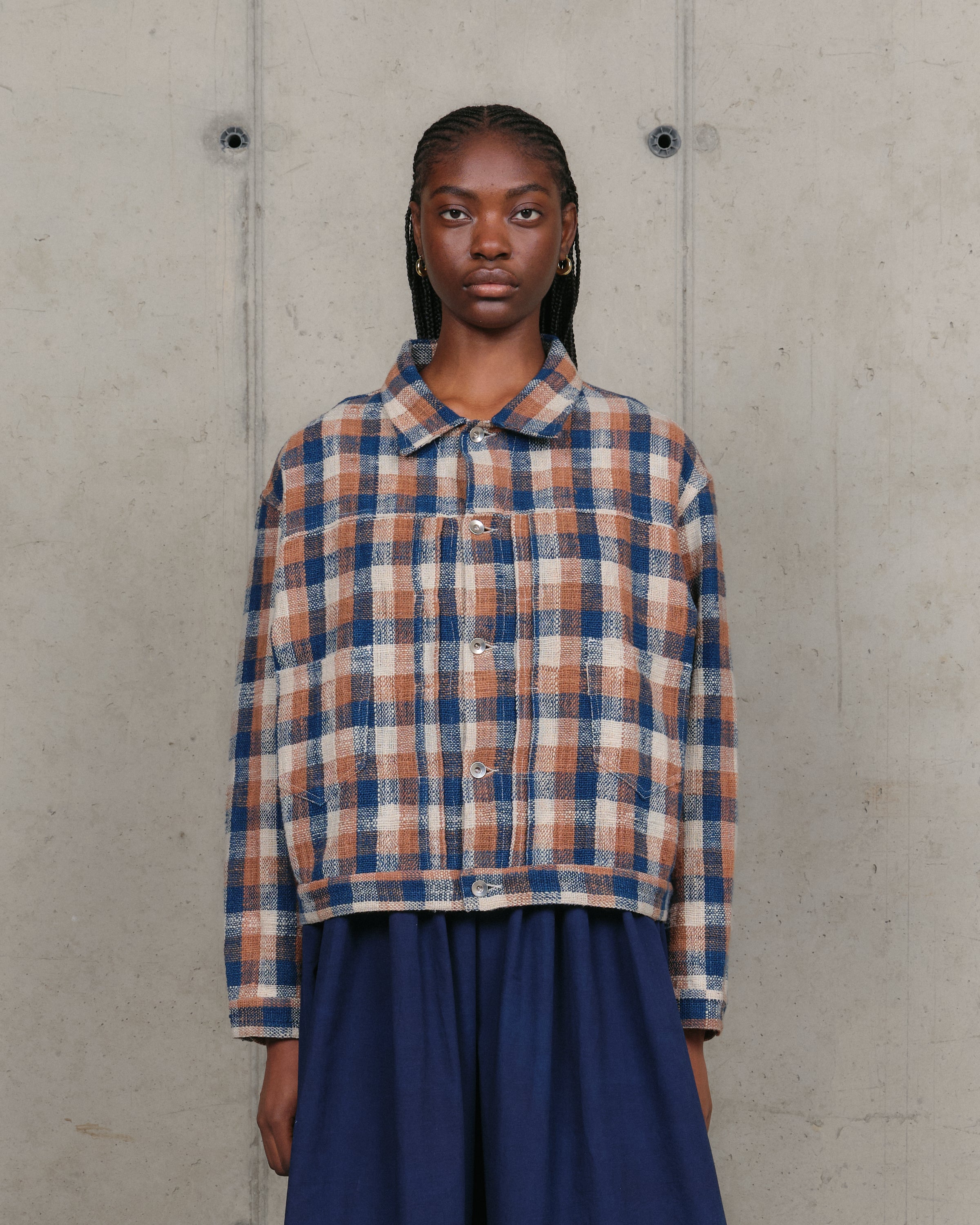 Sundae Jacket - Barn Check Handloom – Story mfg. Sundae Jacket - Barn Check Handloom – Story mfg.
