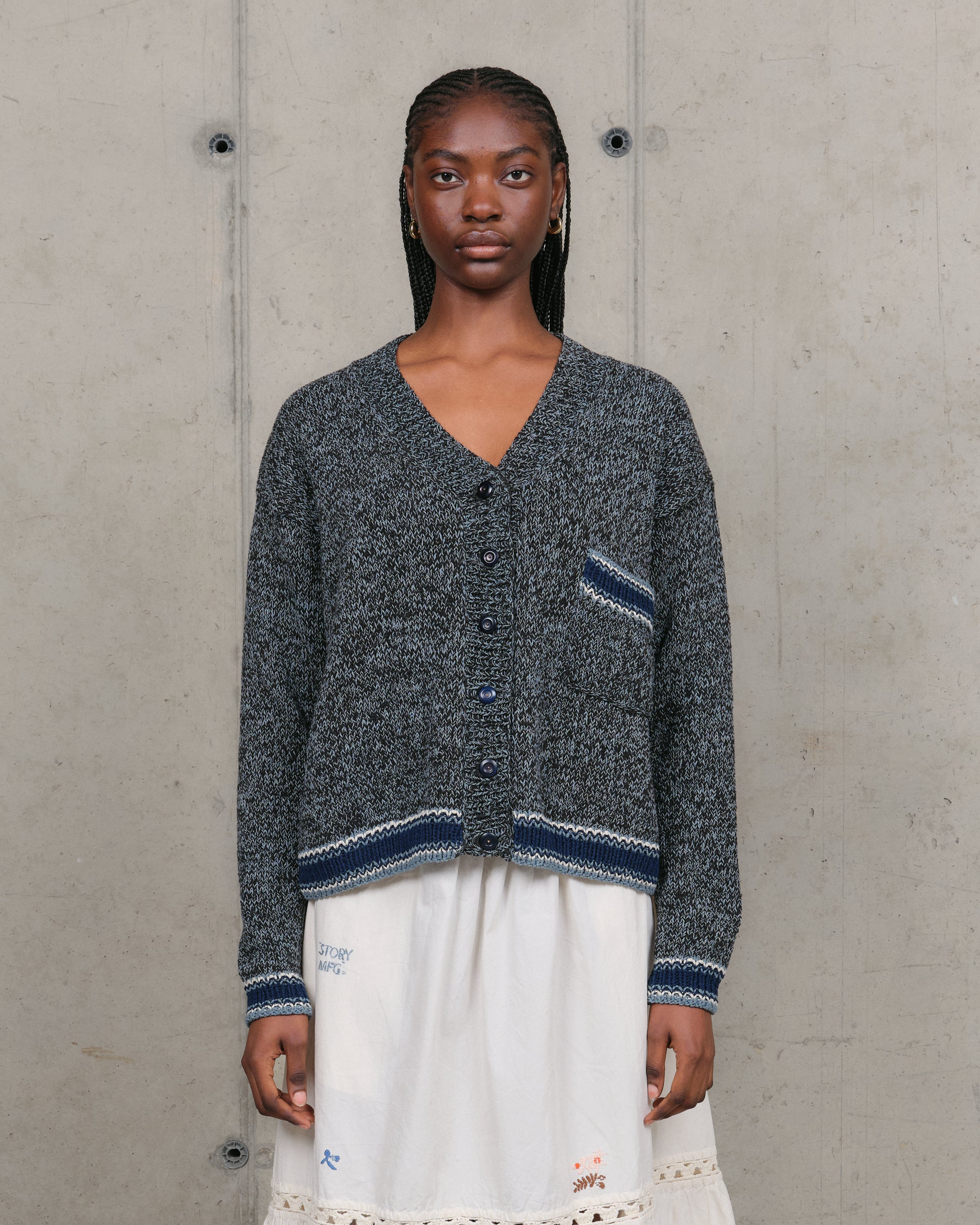 Story Mfg Keeping ニット　カーディガン BULB_CARDIGAN_KNIT_TWISTED_BLA