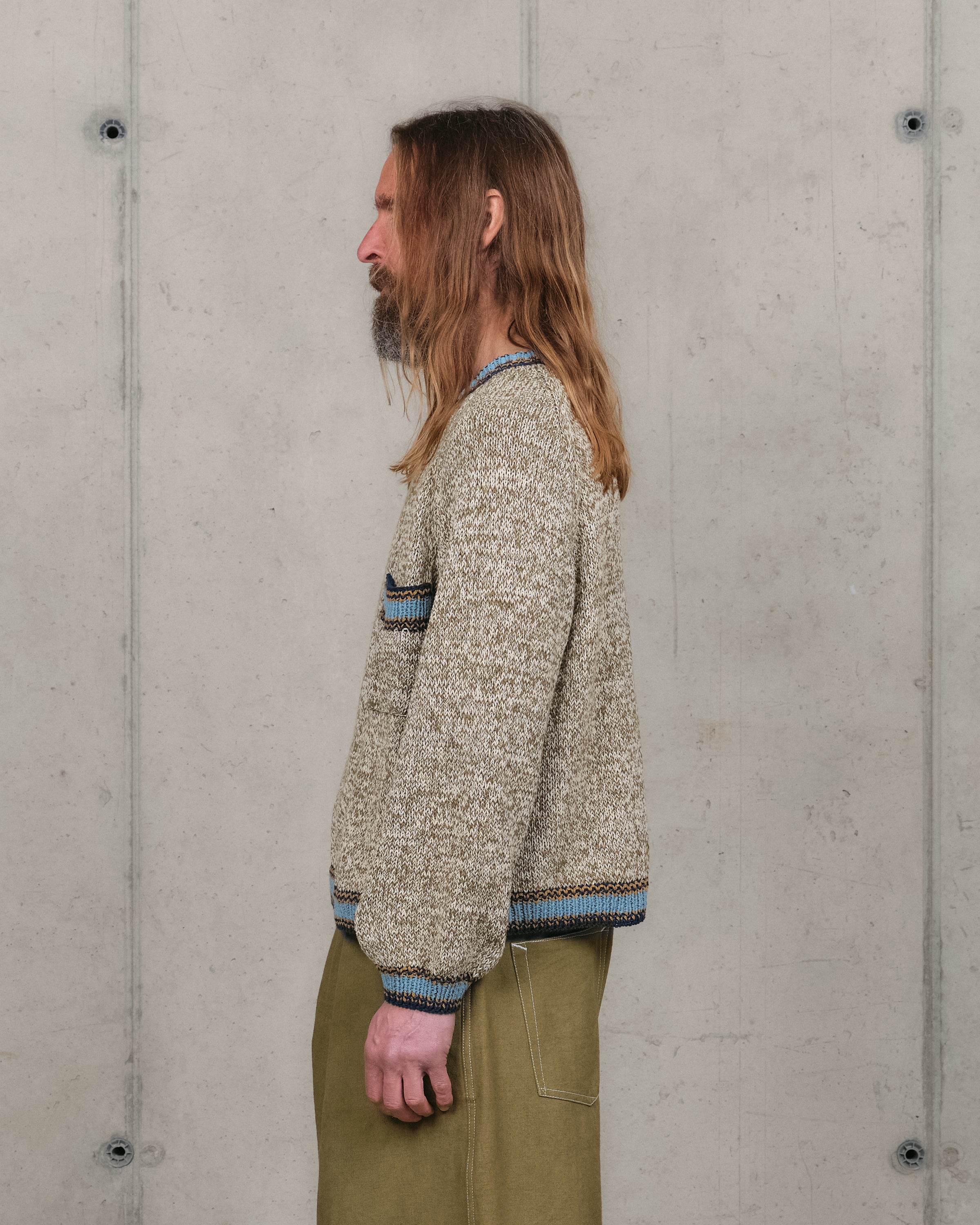 トップス STORY MFG. Olive Spiral Block Swetaer S Story MFG. Twinsun Rollneck | Olive Mother Earth | Canoe Club