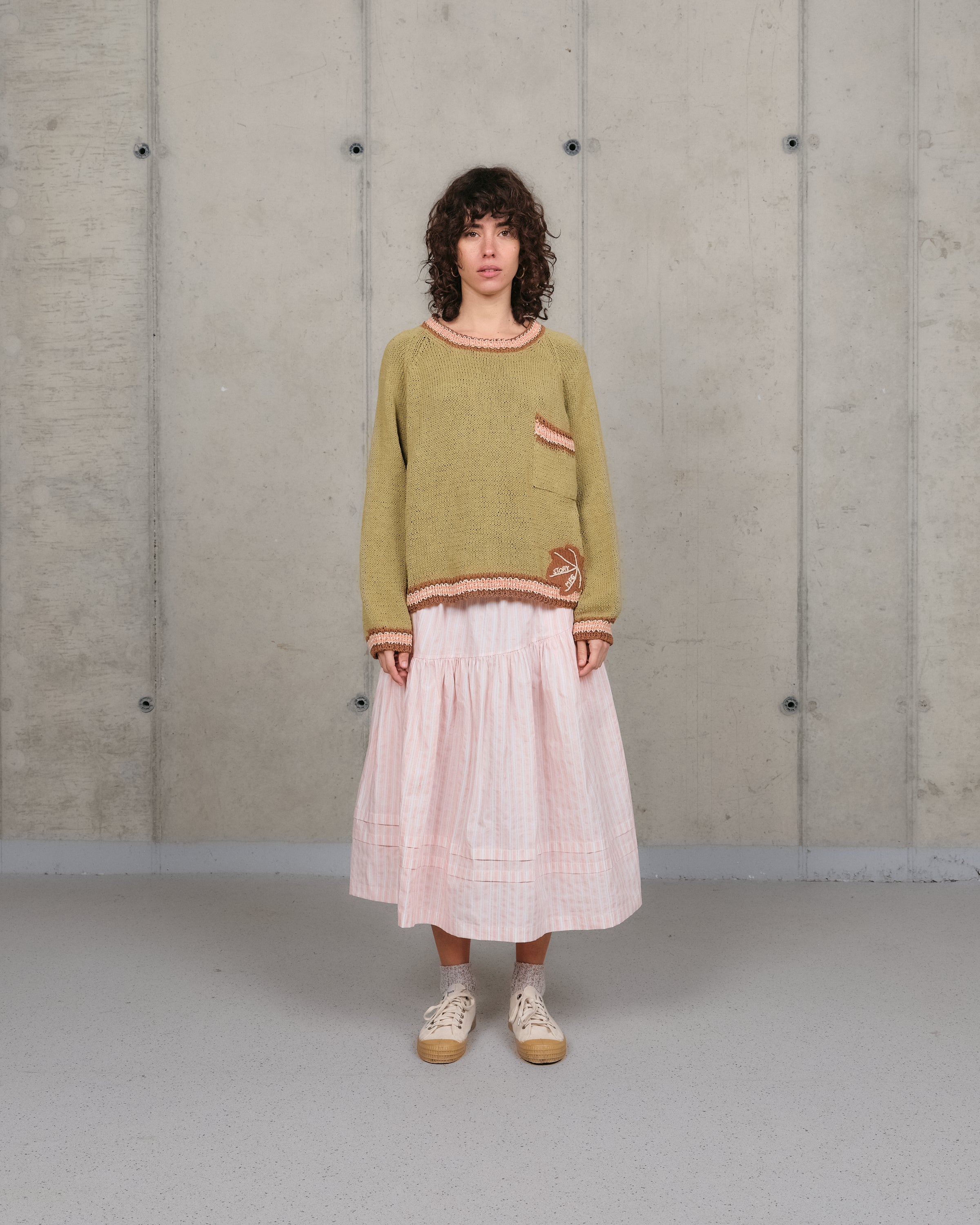 Bulb Knit Jumper - Sage Leaf – Story mfg. Bulb Knit Jumper - Sage Leaf – Story mfg.