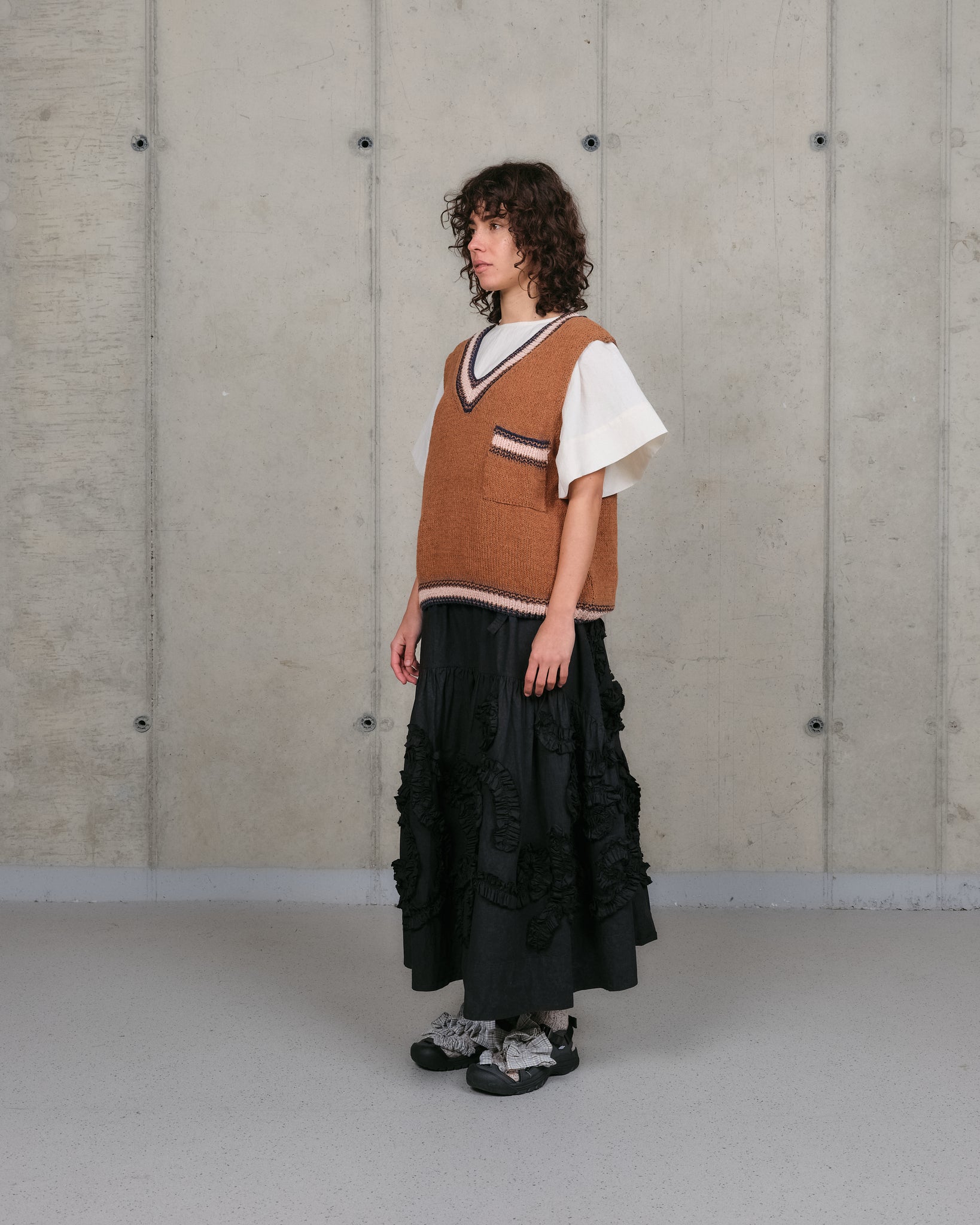 Bulb Knit Vest - Twisted Brown