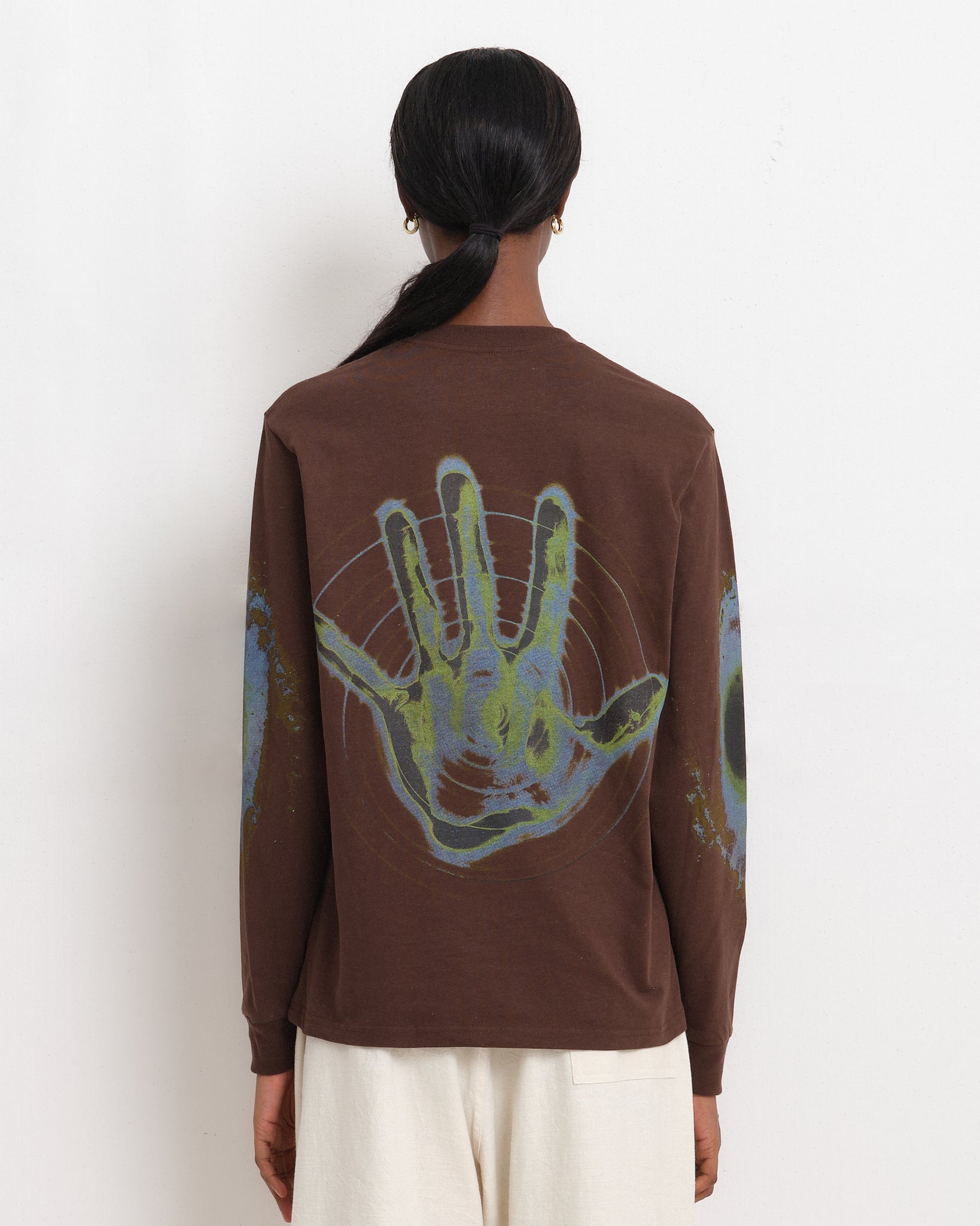 Recycled Cotton LS Tee - Chocolate Hand