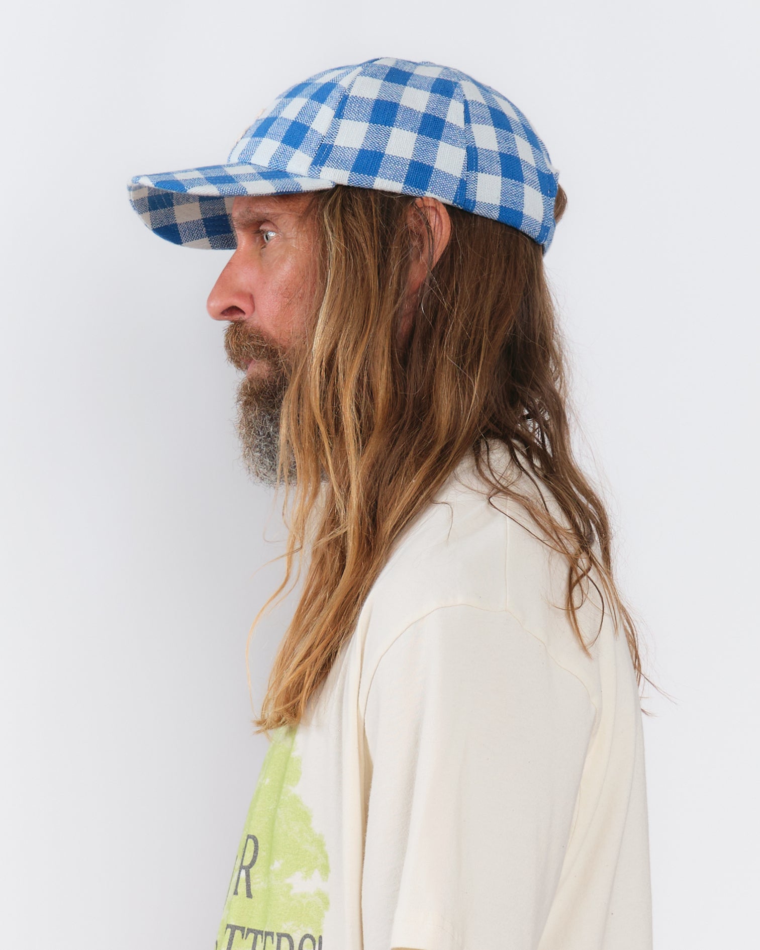 Custom Baseball Cap - Blue Gingham Handloom