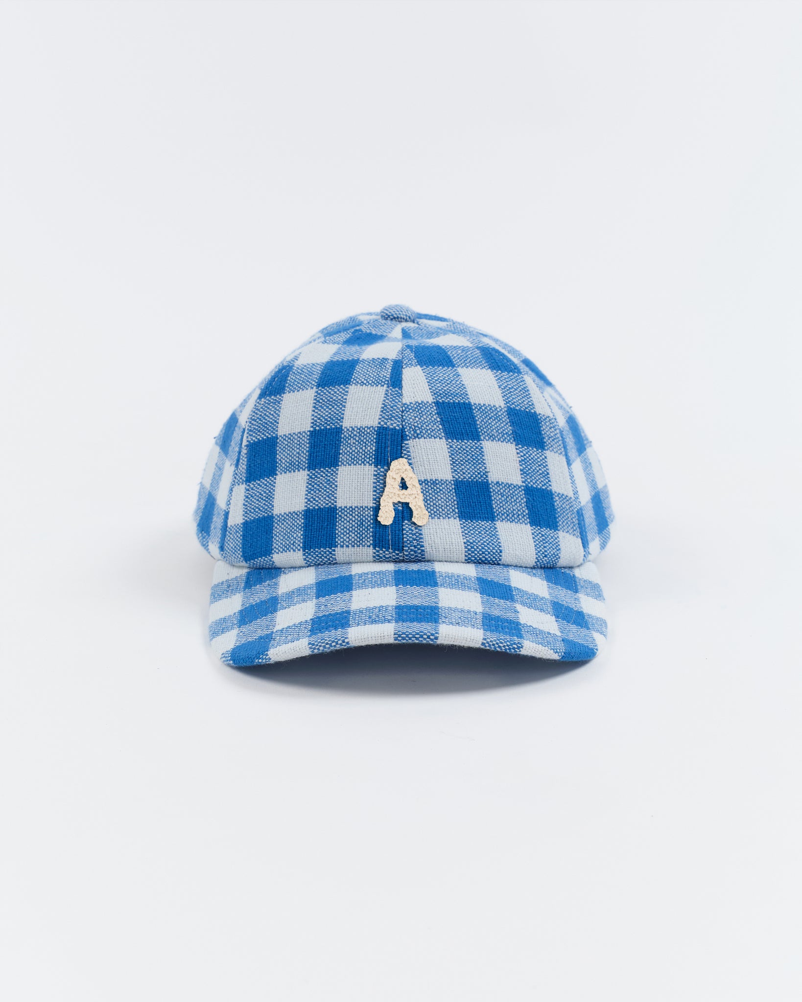 Custom Baseball Cap - Blue Gingham Handloom