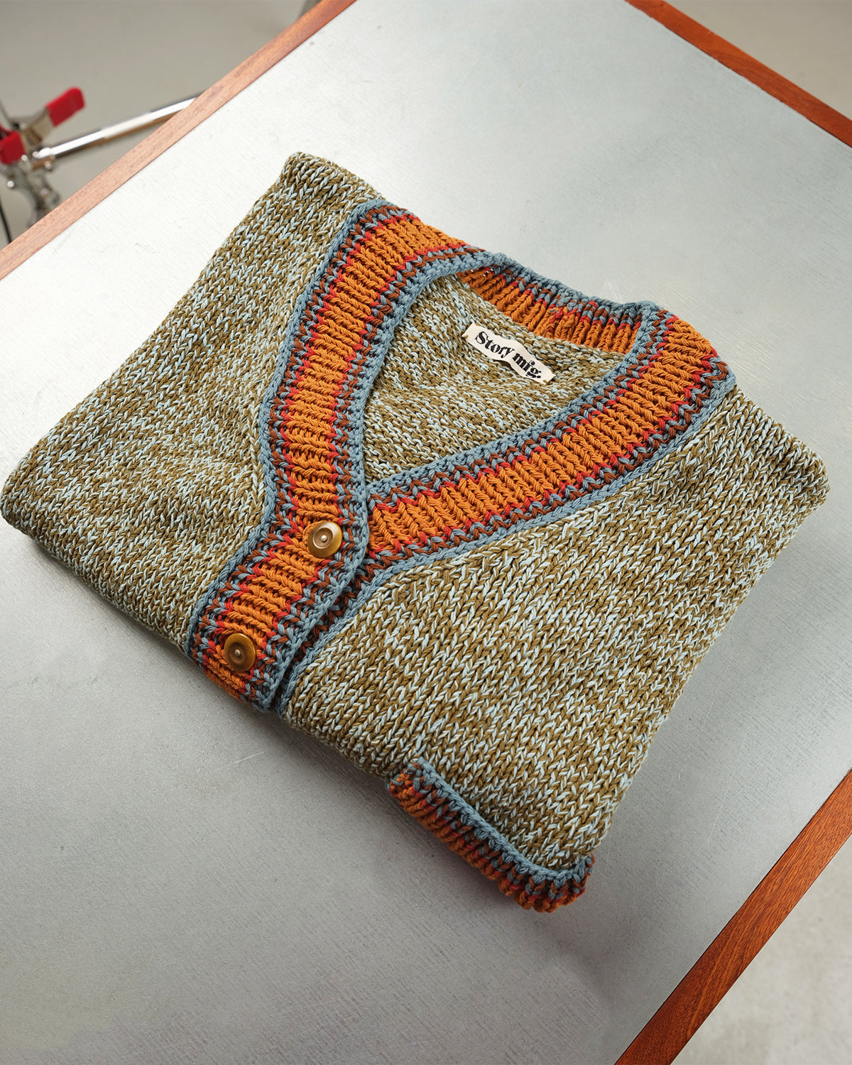 Story mfg コットンニット 手編み 総柄 オーガニックコットン M Bulb Knit Cardigan - Twisted Green – Story mfg.