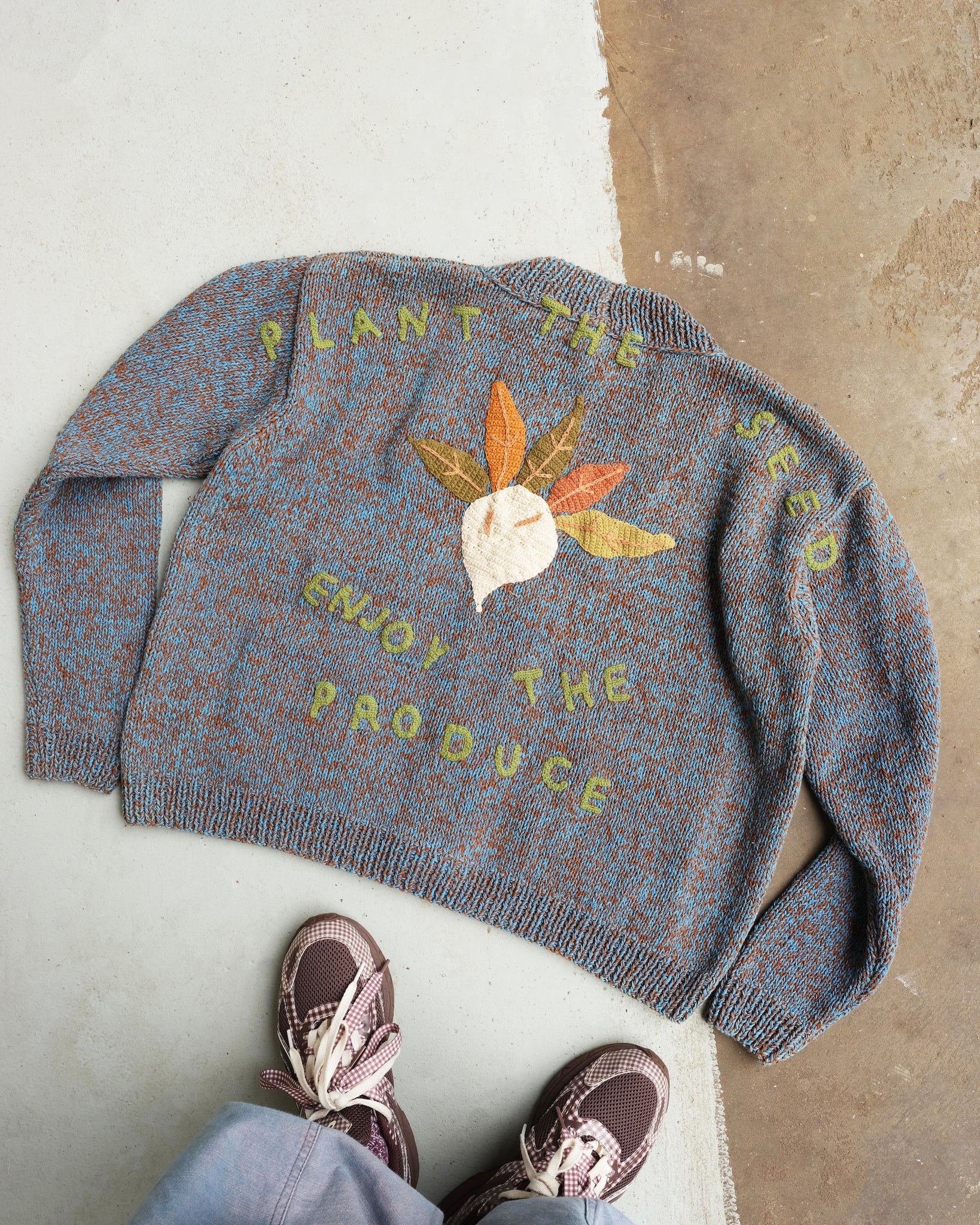Story mfg コットンニット 手編み 総柄 オーガニックコットン M Bulb Knit Cardigan - Plant The Seed – Story mfg.