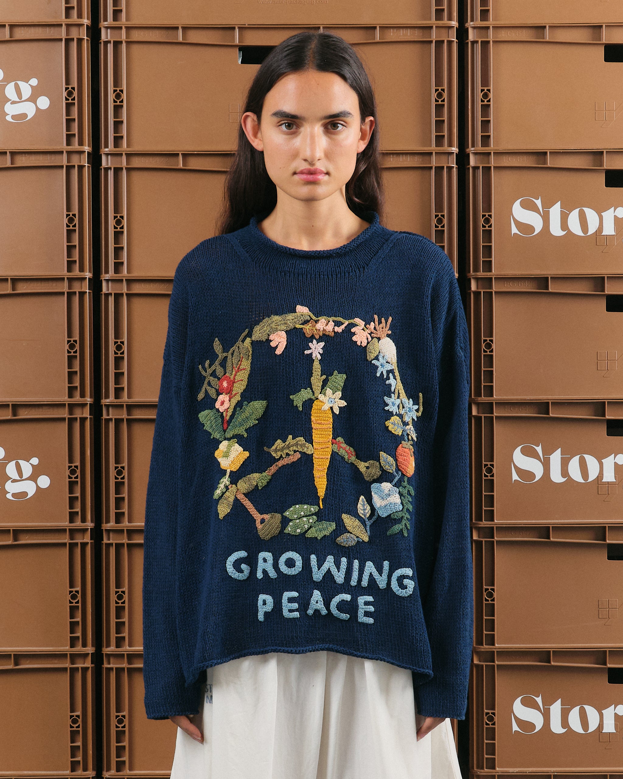 Twinsun Knit Rollneck - Indigo Growing Peace – Story mfg.