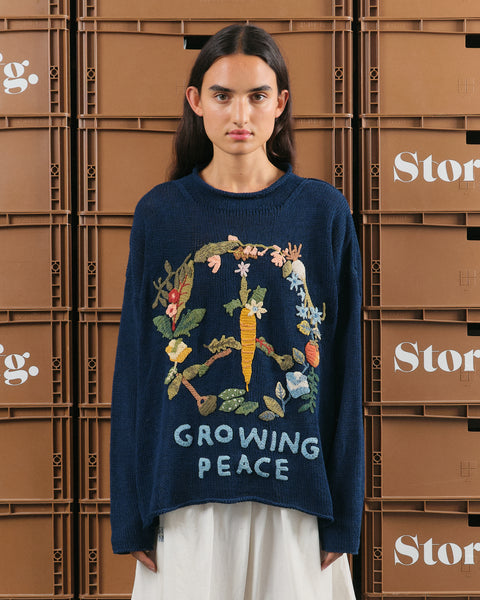 Twinsun Knit Rollneck - Indigo Growing Peace – Story mfg.