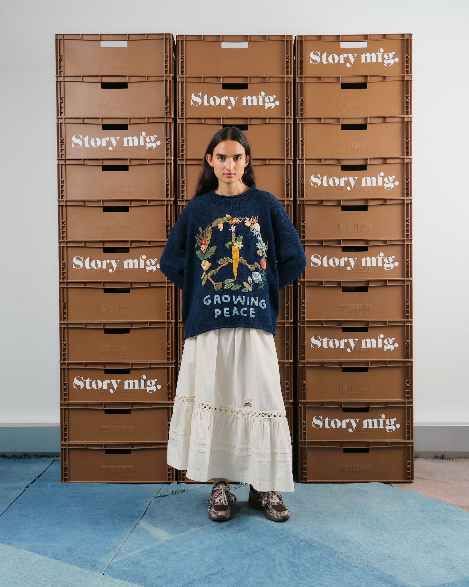 Twinsun Knit Rollneck - Indigo Growing Peace