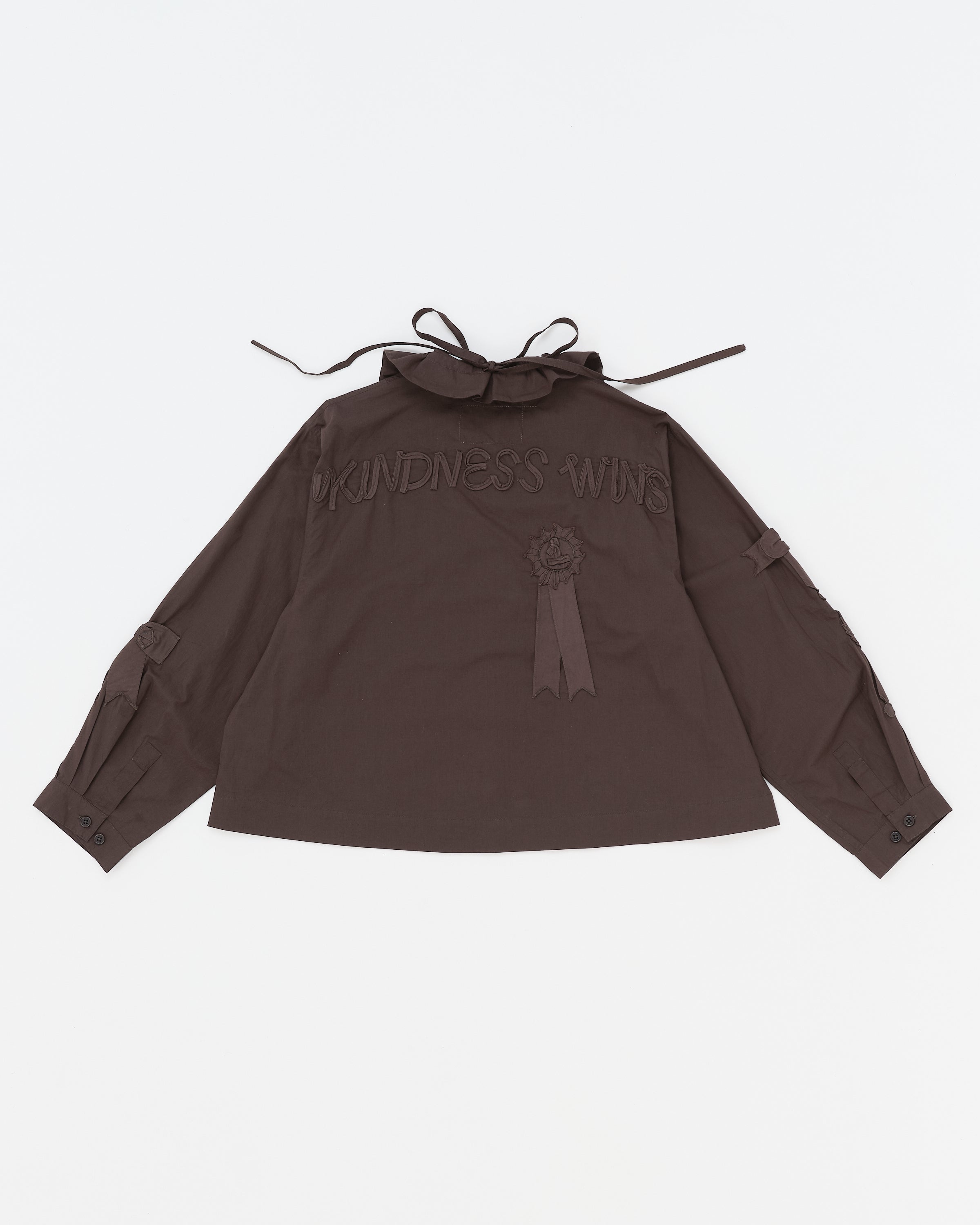 ella ♡ cotton typewriter gather blouse Ella Blouse - Espresso Kindness – Story mfg.