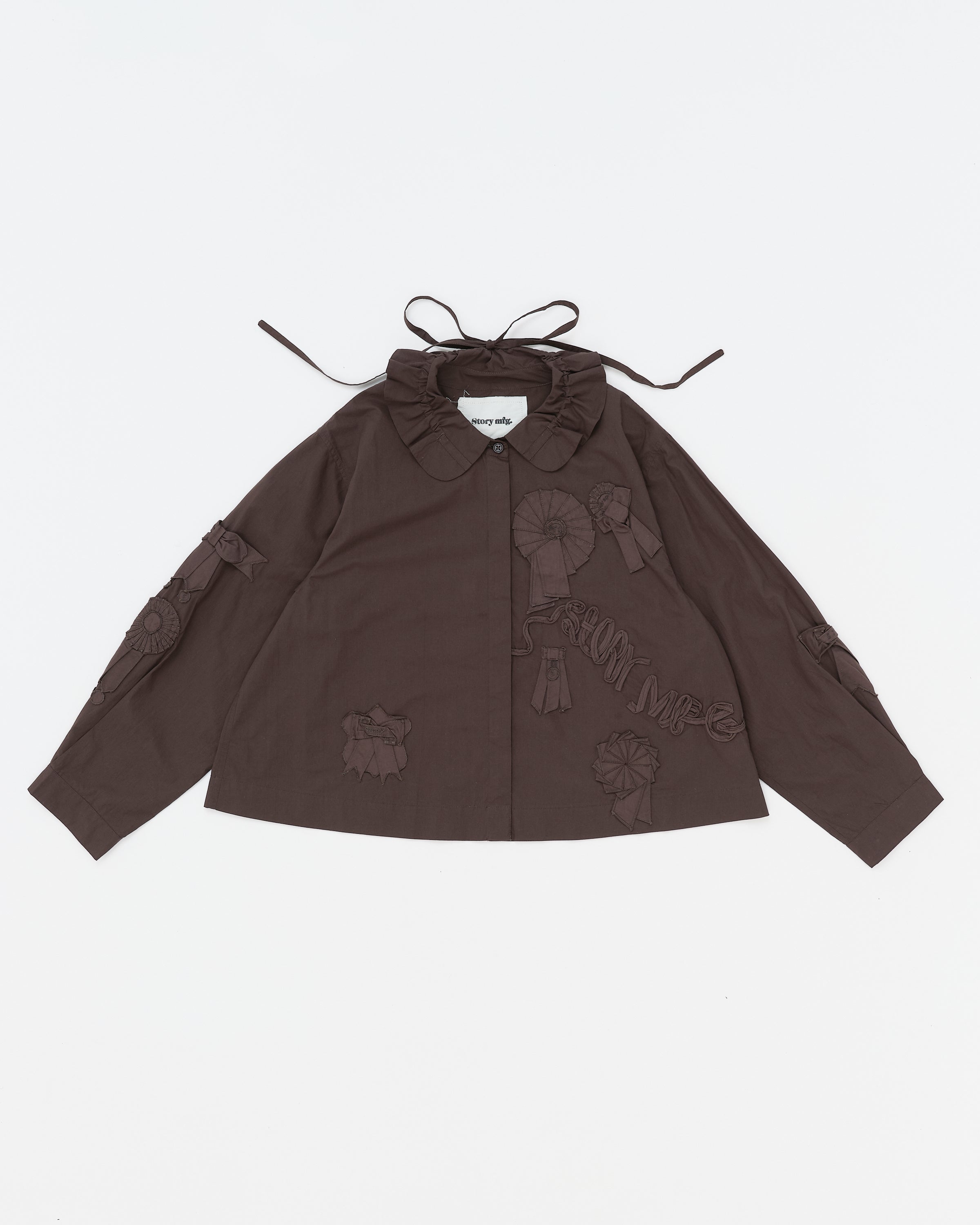ella ♡ cotton typewriter gather blouse Ella Blouse - Espresso Kindness – Story mfg.