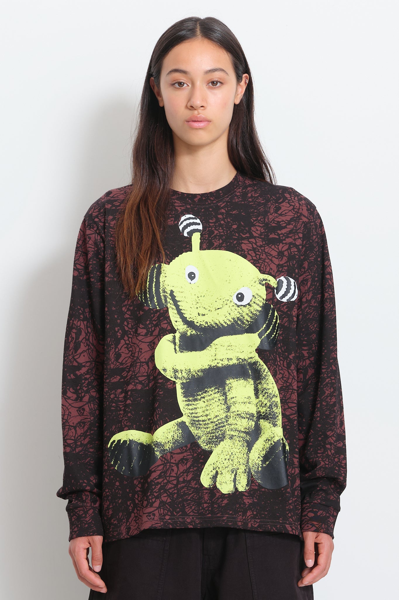 Recycled Cotton LS Tee - Chocolate Alien Puppet