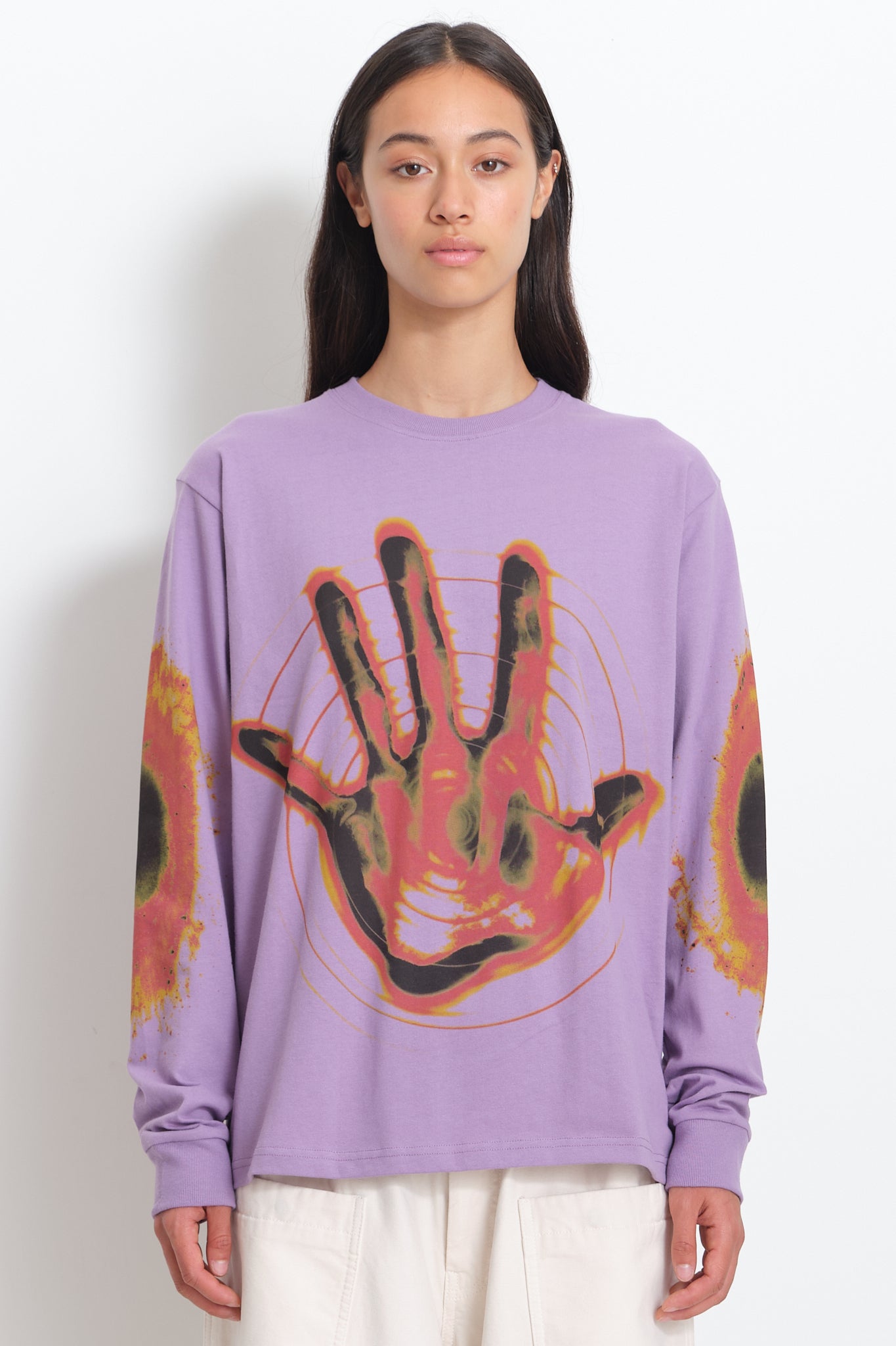 Recycled Cotton LS Tee - Purple Hand
