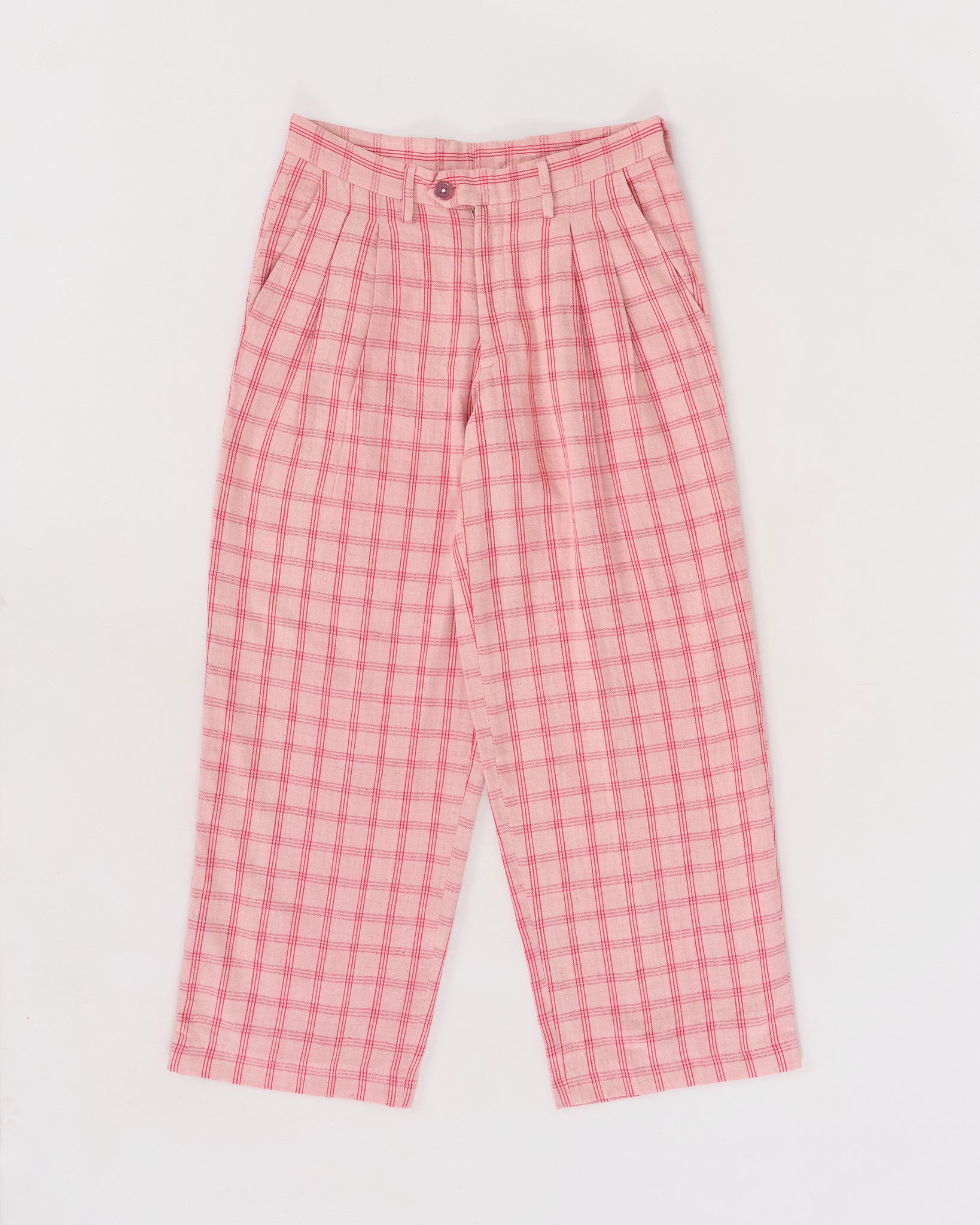 Fenn Trousers - Pink Check Handloom