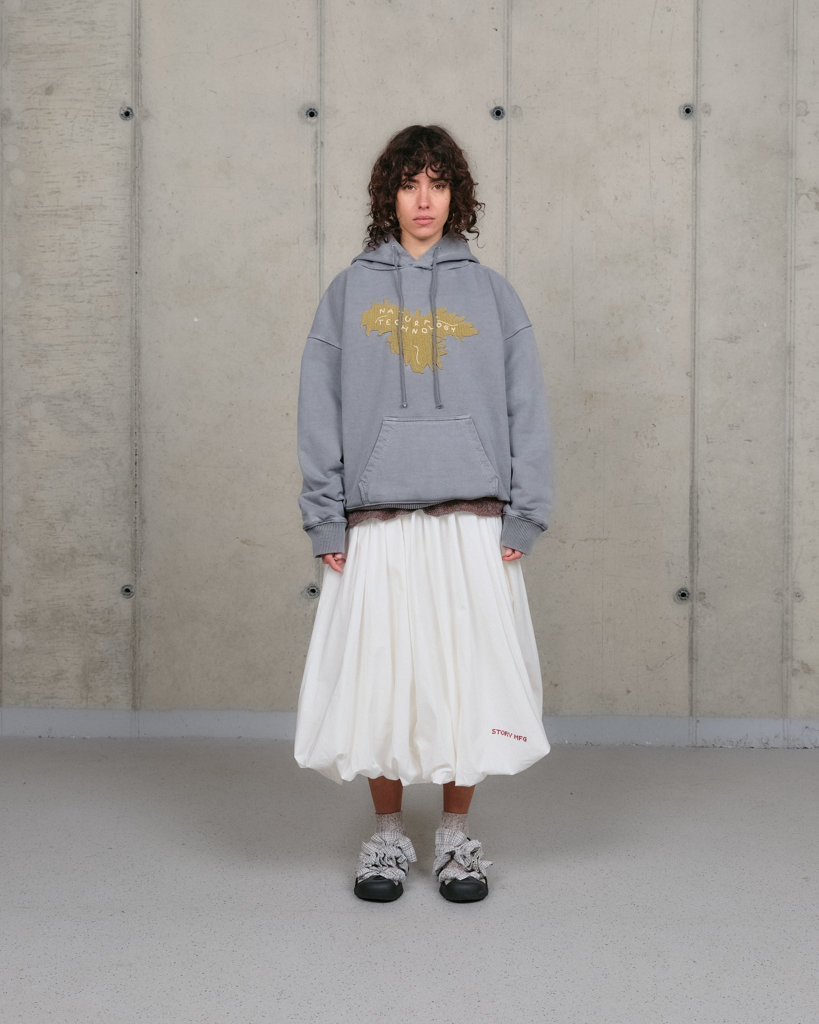 Geo Hoodie - Washed Grey