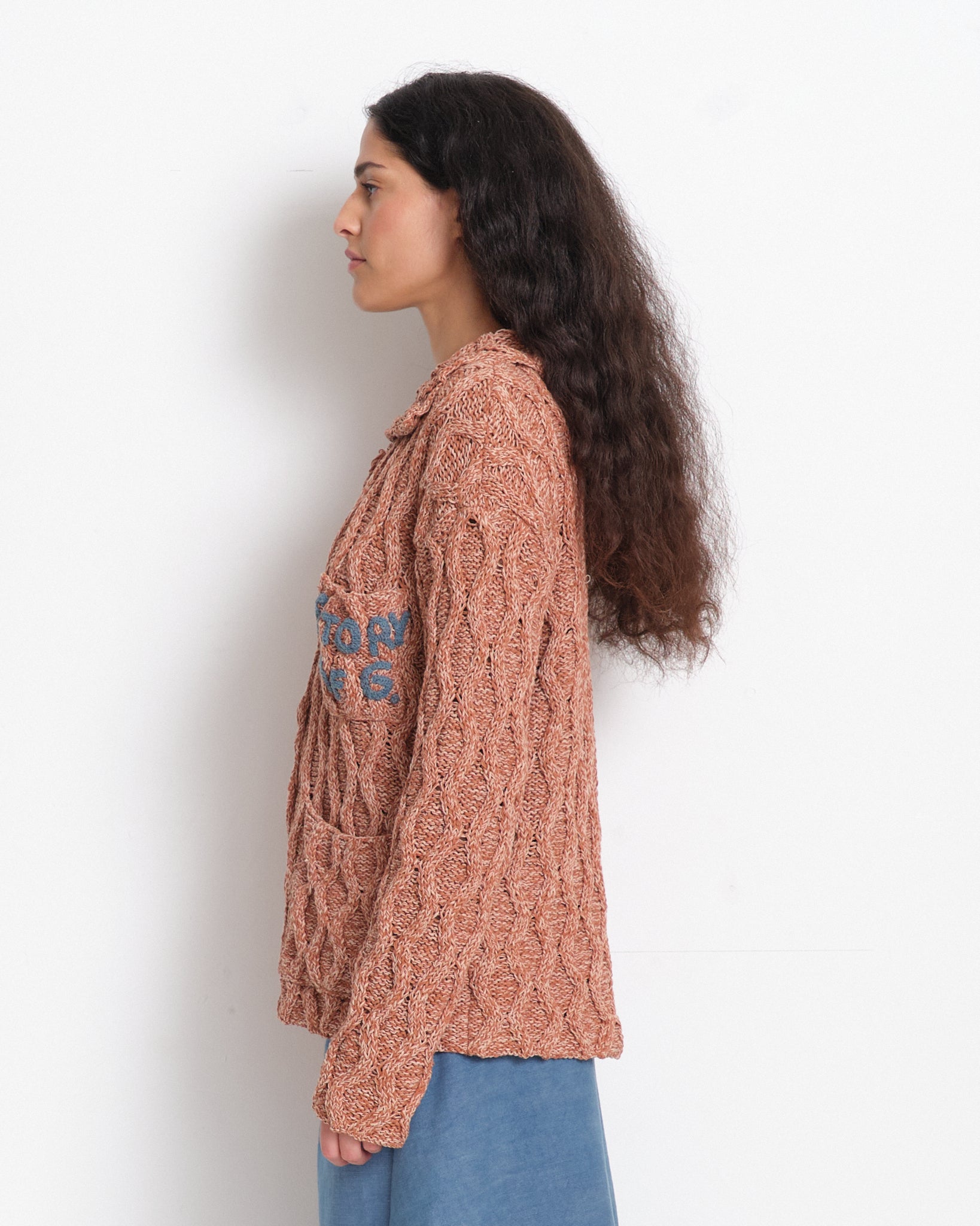 Grandad Cardigan - Twisted Terracotta