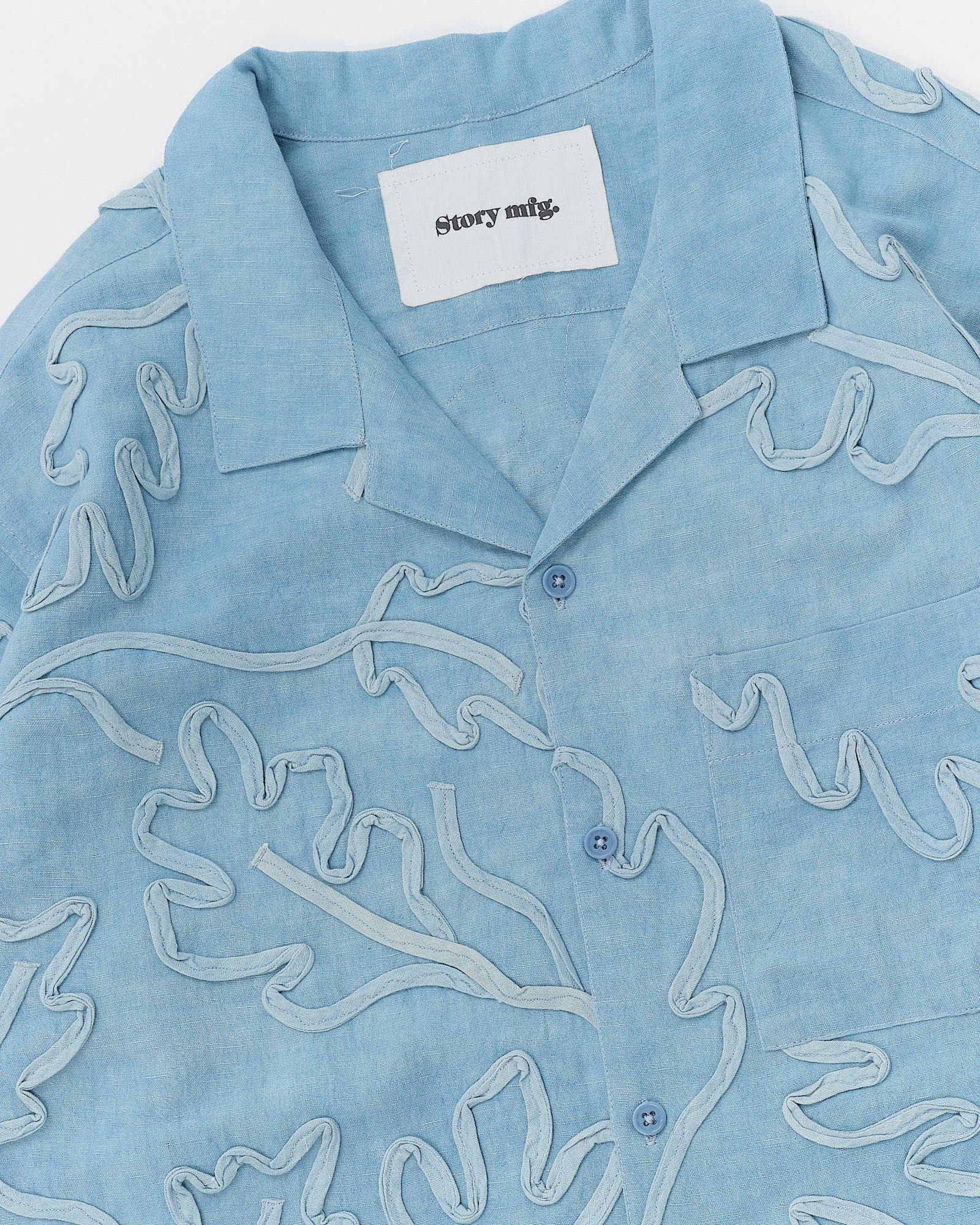 Greetings Shirt LS - Blue Leaf Ribbon