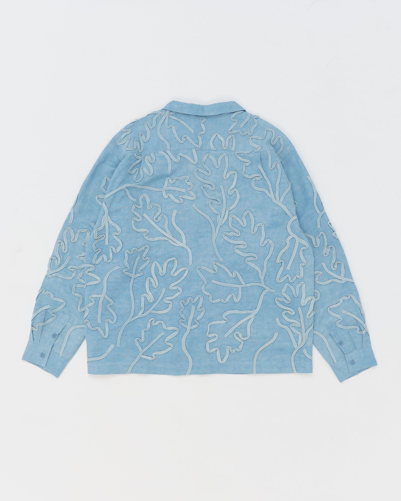 Greetings Shirt LS - Blue Leaf Ribbon