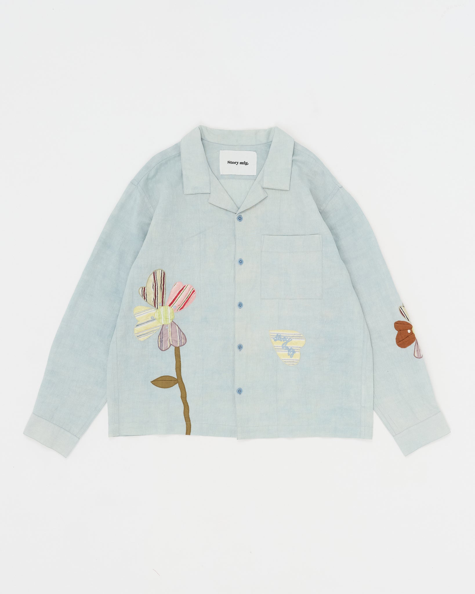 Greetings Shirt LS - Blue Pansy