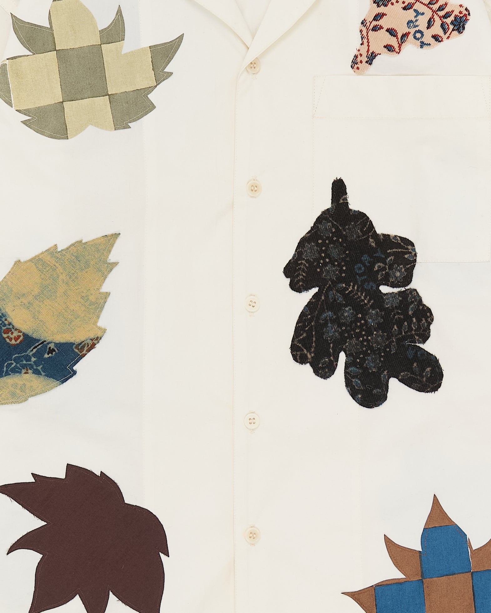 Greetings Shirt LS - Ecru Leaf Scatter