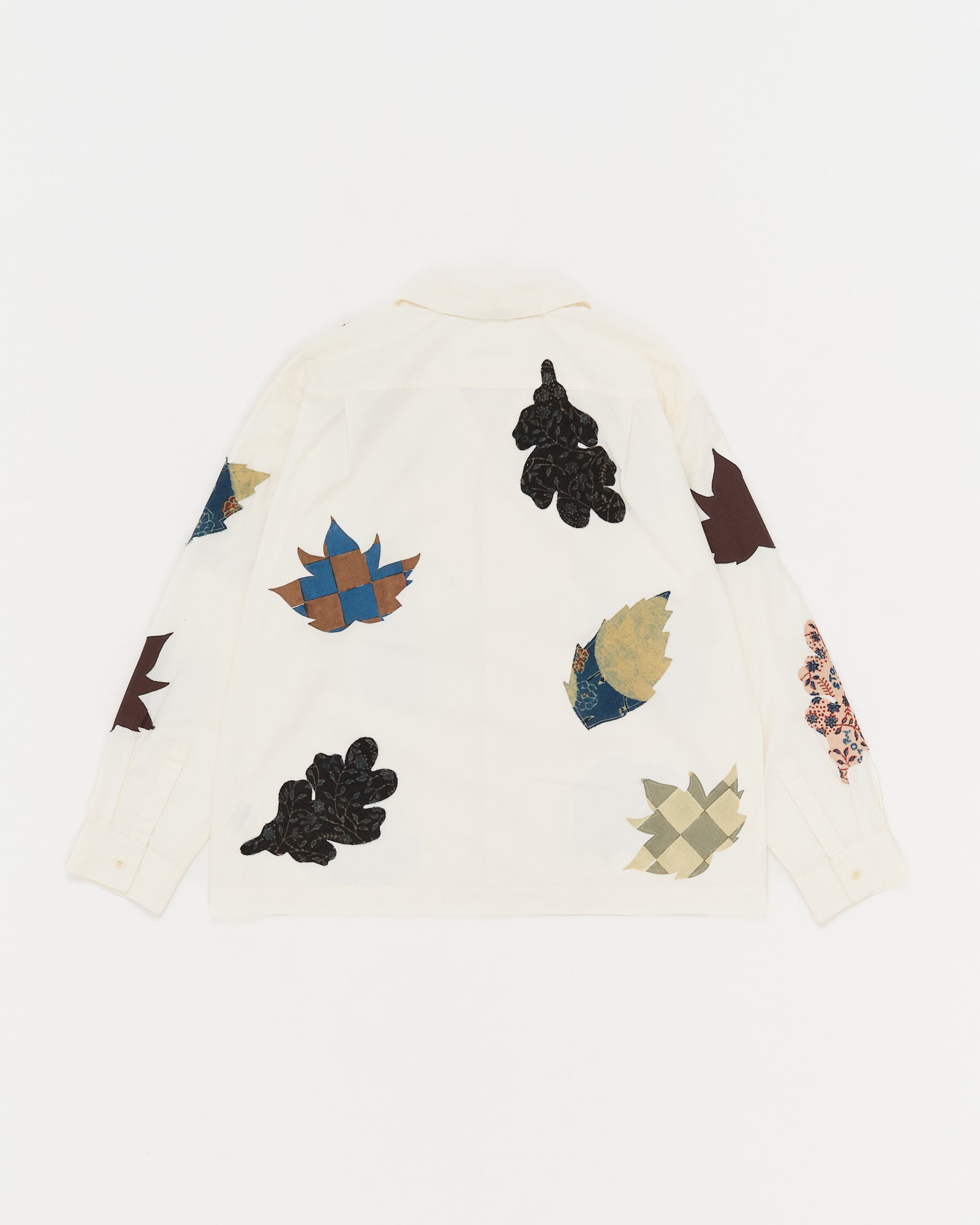 Greetings Shirt LS - Ecru Leaf Scatter