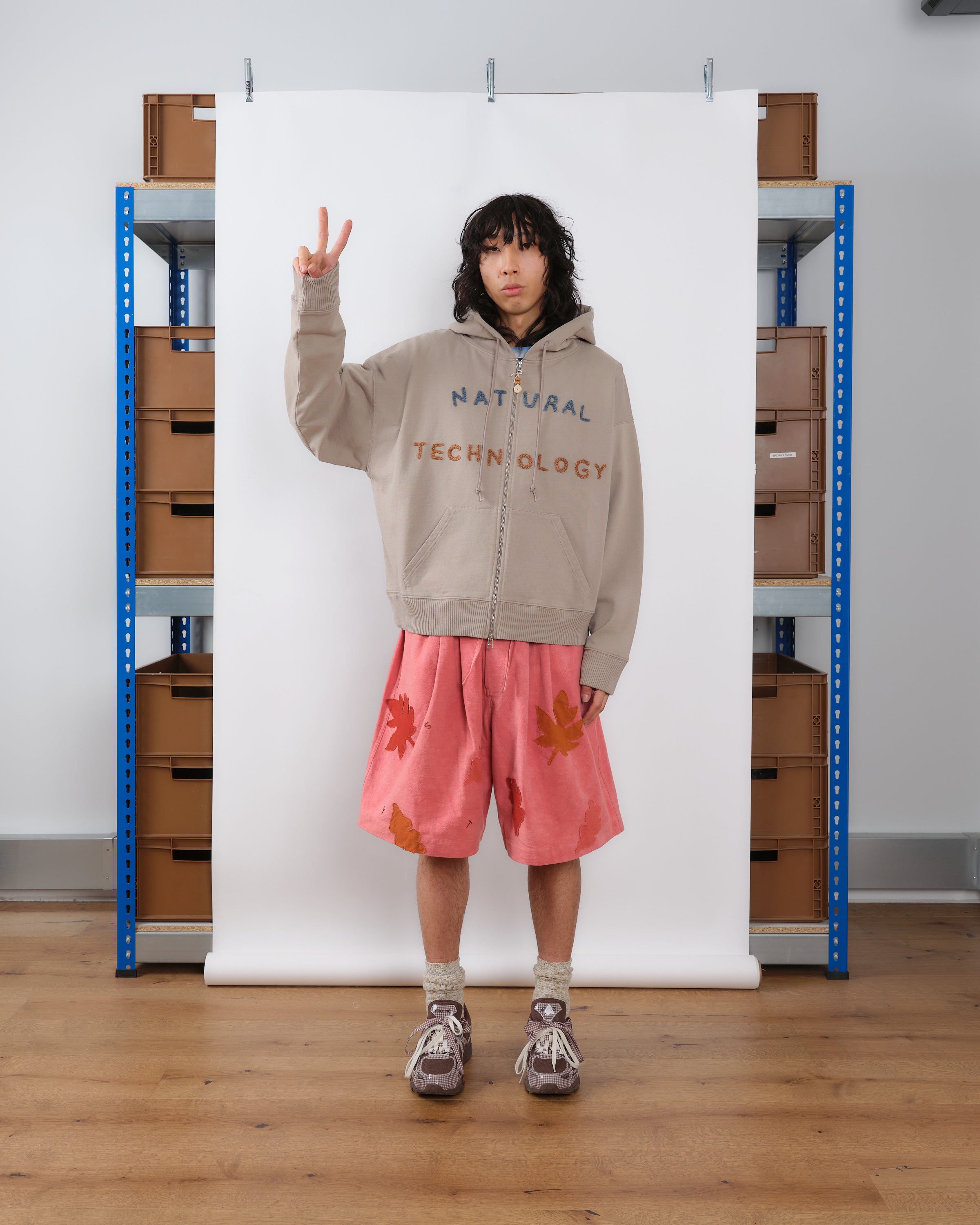 iNtimite Eco Fur Zip Hoodie ベージュ Oversized zip-through hoodie