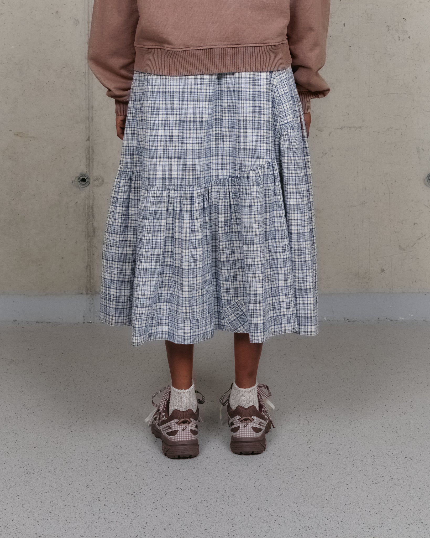 Orbit Skirt - Indigo Check Picnic