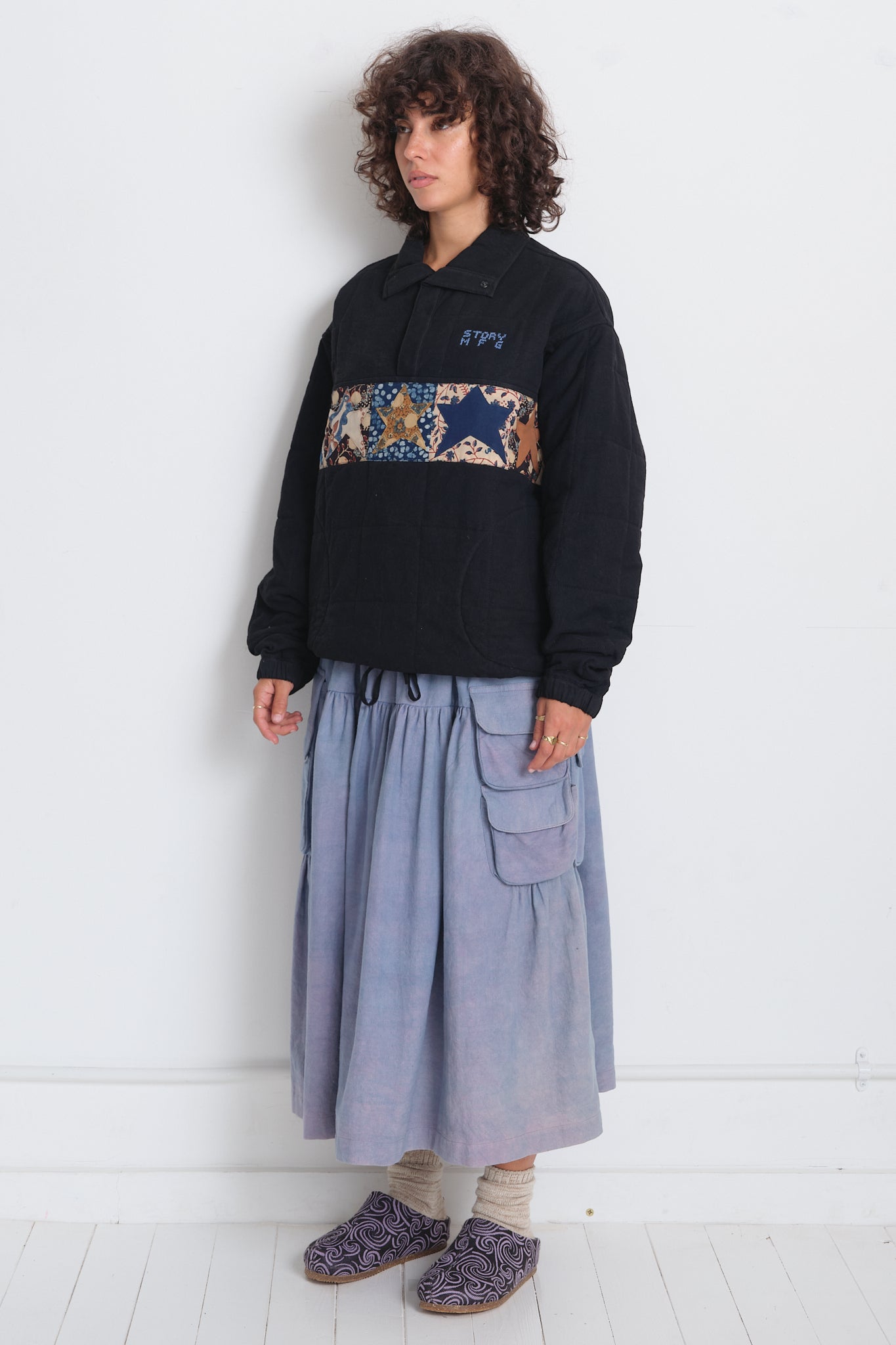 Polite Pullover - Black Star Scraps Patchwork