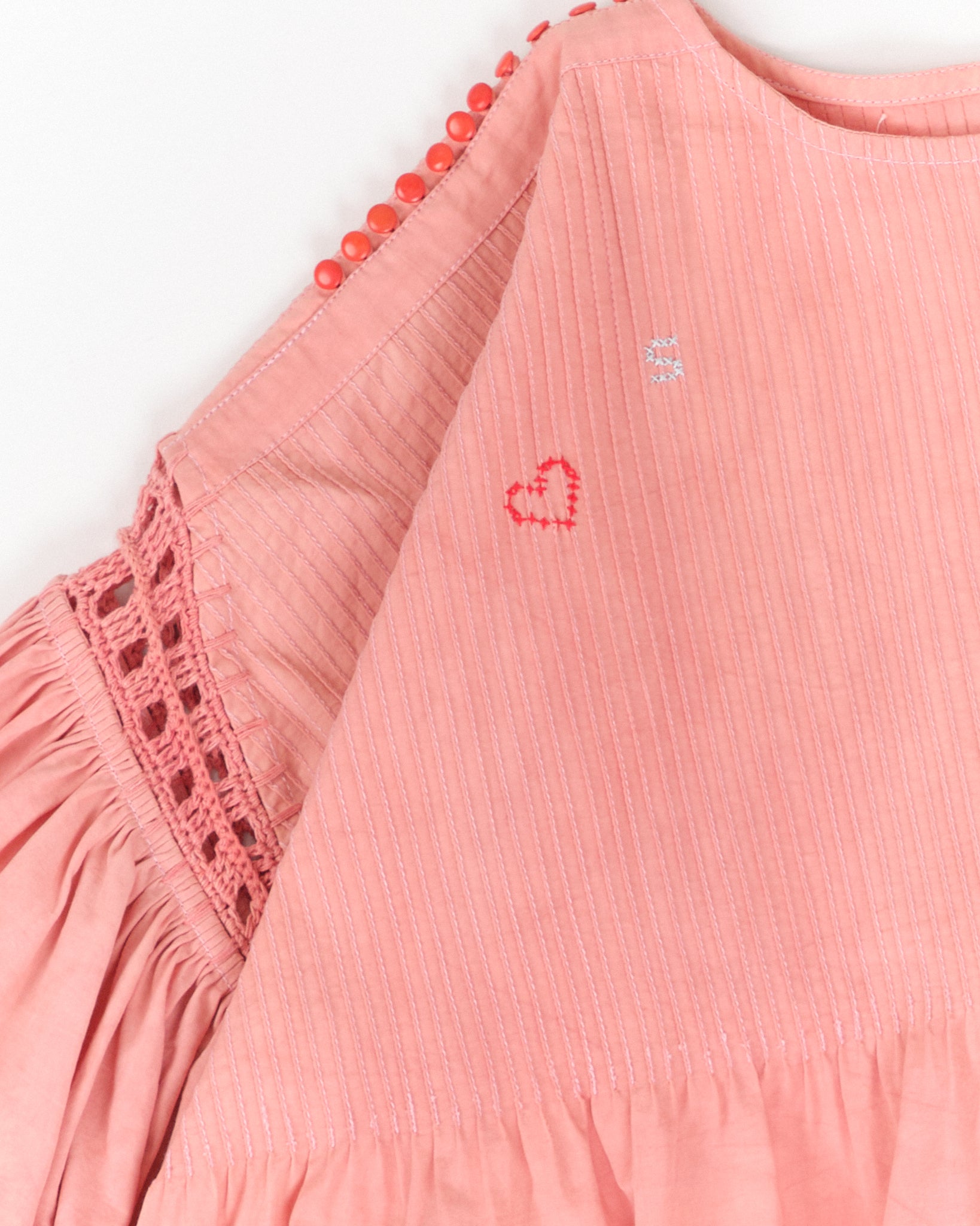 Mini Mon Dress - Ancient Pink Cross Stitch