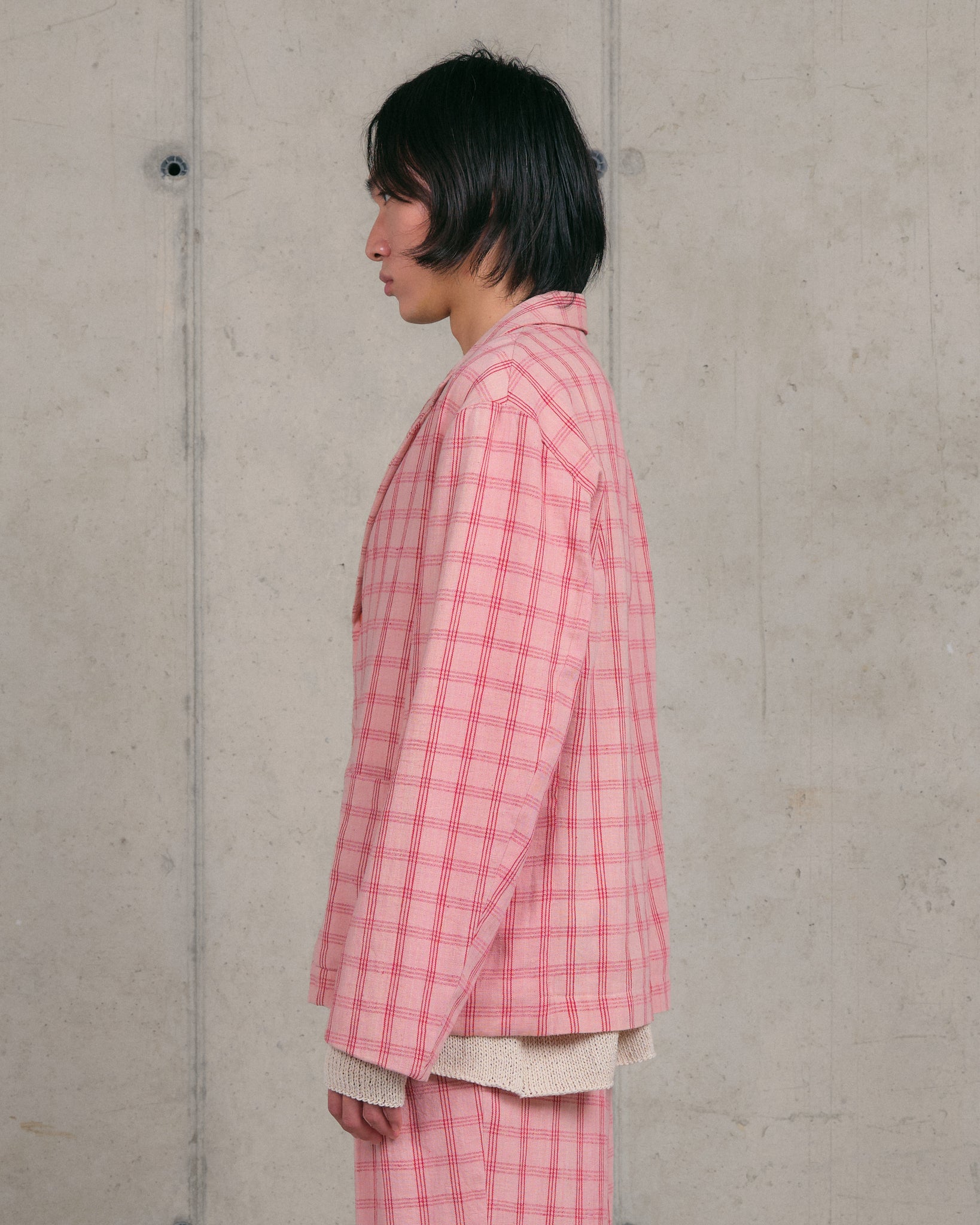 Shale Jacket - Pink Check Handloom