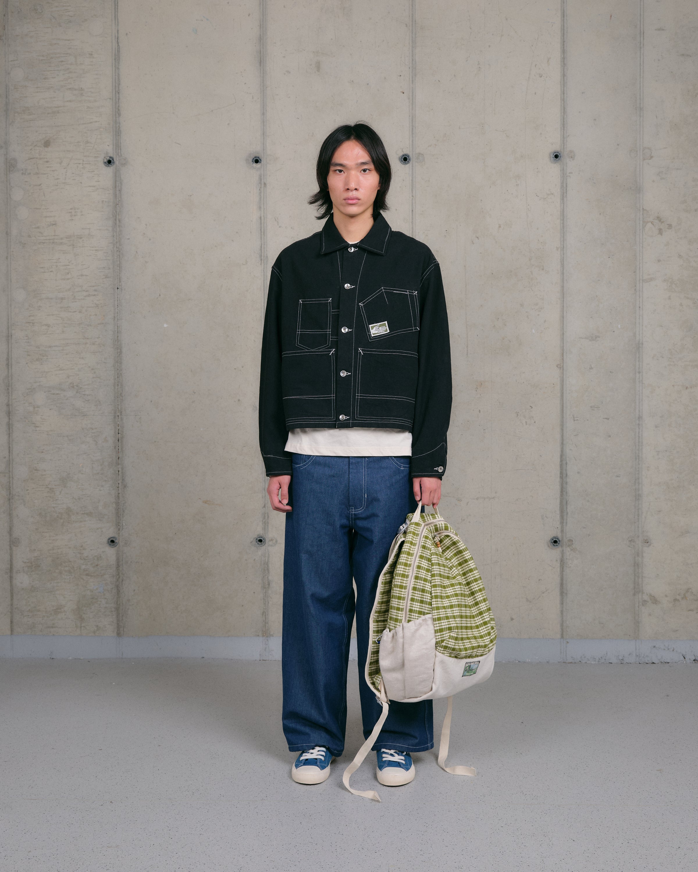 バッグ Story mfg Boulder Backpack Boulder Backpack - Moss Check Handloom – Story mfg.