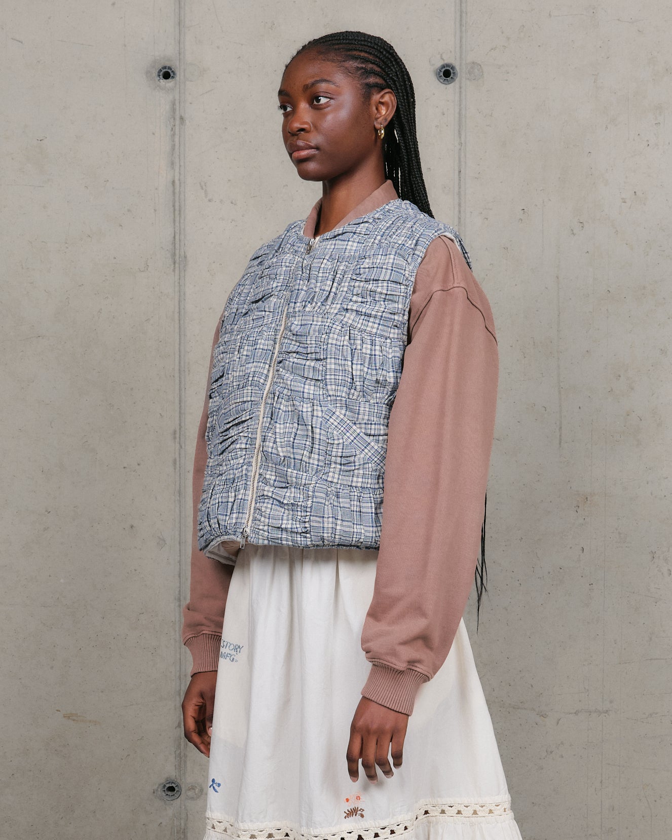 Pluto Vest - Interstellar Patchwork – Story mfg. Pluto Vest - Interstellar Patchwork – Story mfg.