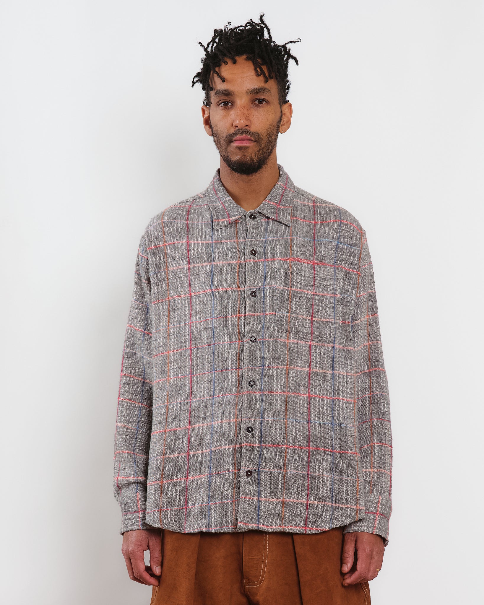 Plane Shirt - Grey Check Handloom