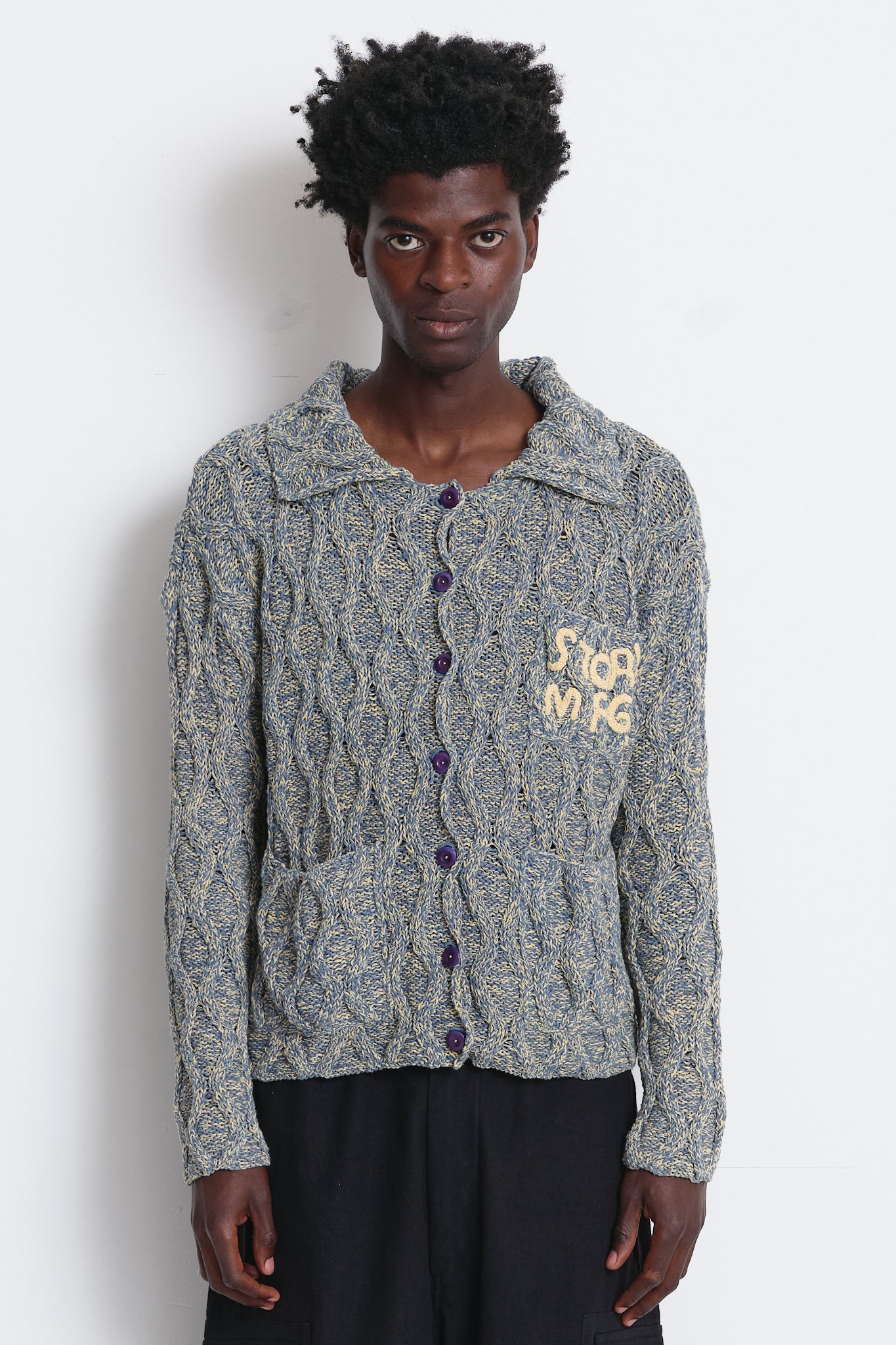 Grandad Cardigan  - Twisted Purple