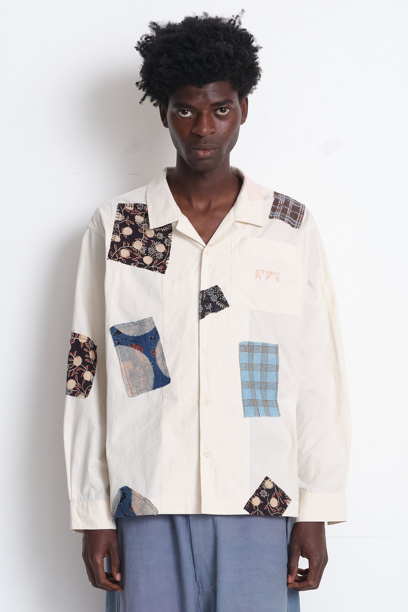Greetings Shirt LS  - Ecru Scatter Patch