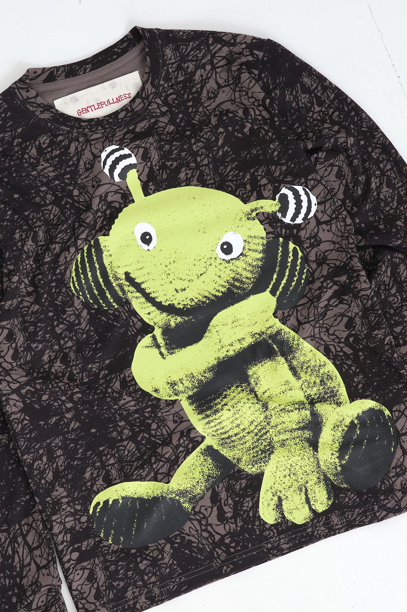 Recycled Cotton LS Tee - Washed Black Alien Puppet