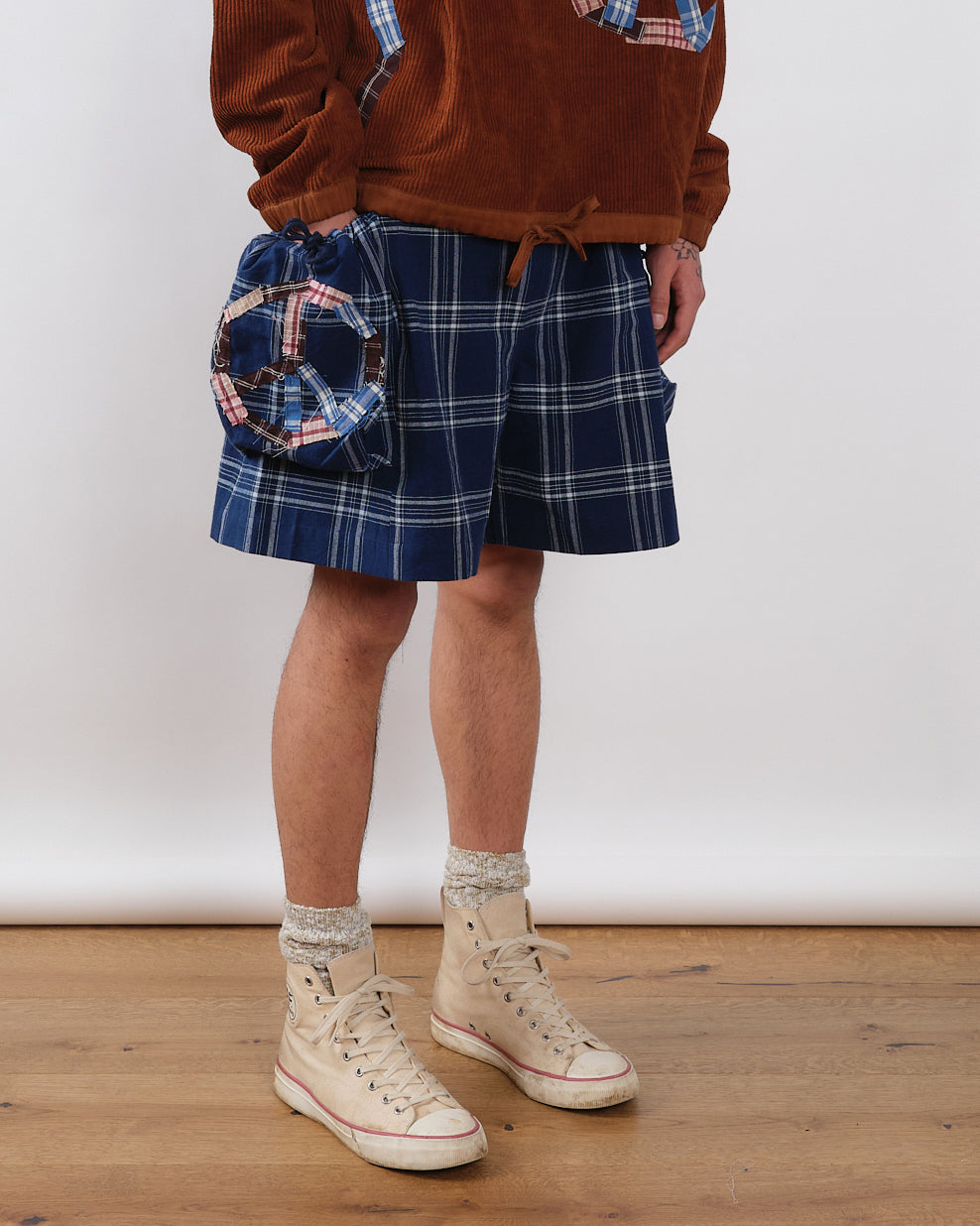 Salt Shorts - Checked Peace Patchwork – Story mfg.