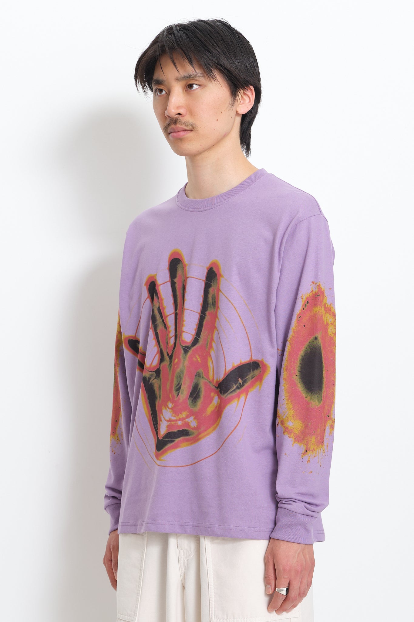 Recycled Cotton LS Tee - Purple Hand