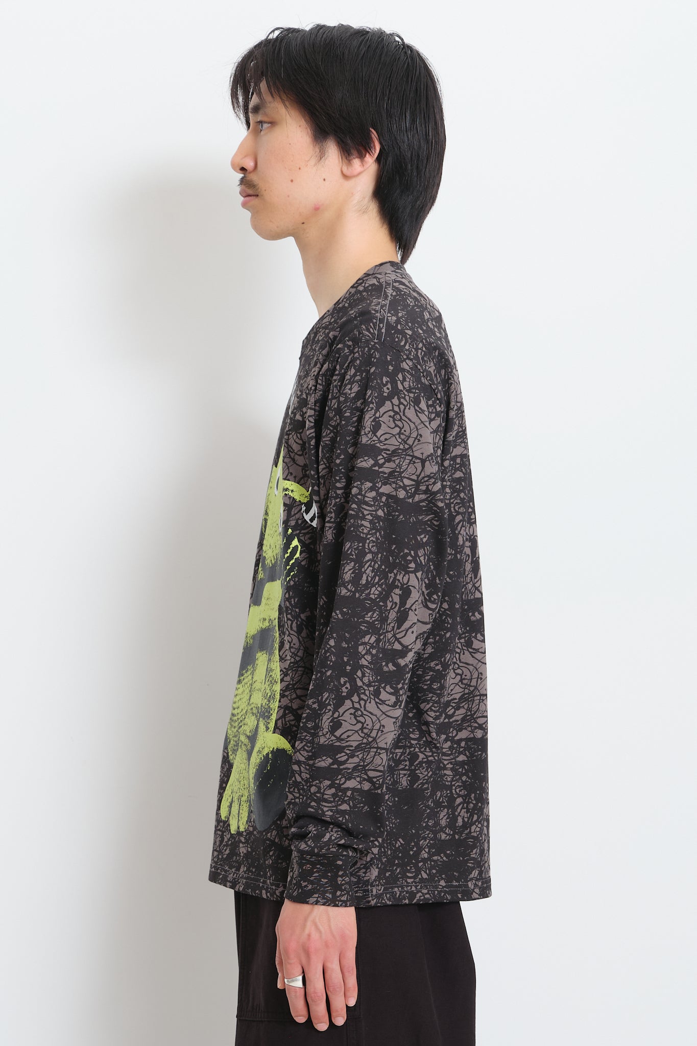 Recycled Cotton LS Tee - Washed Black Alien Puppet
