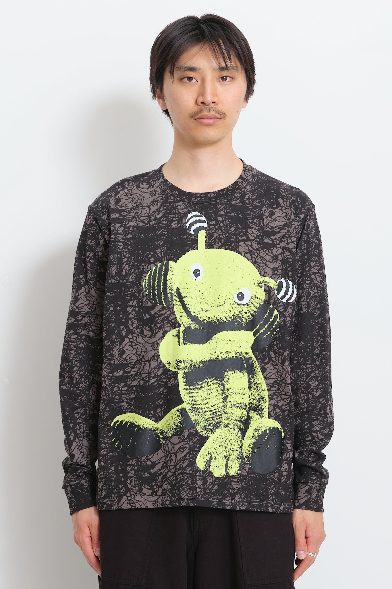 Recycled Cotton LS Tee - Washed Black Alien Puppet
