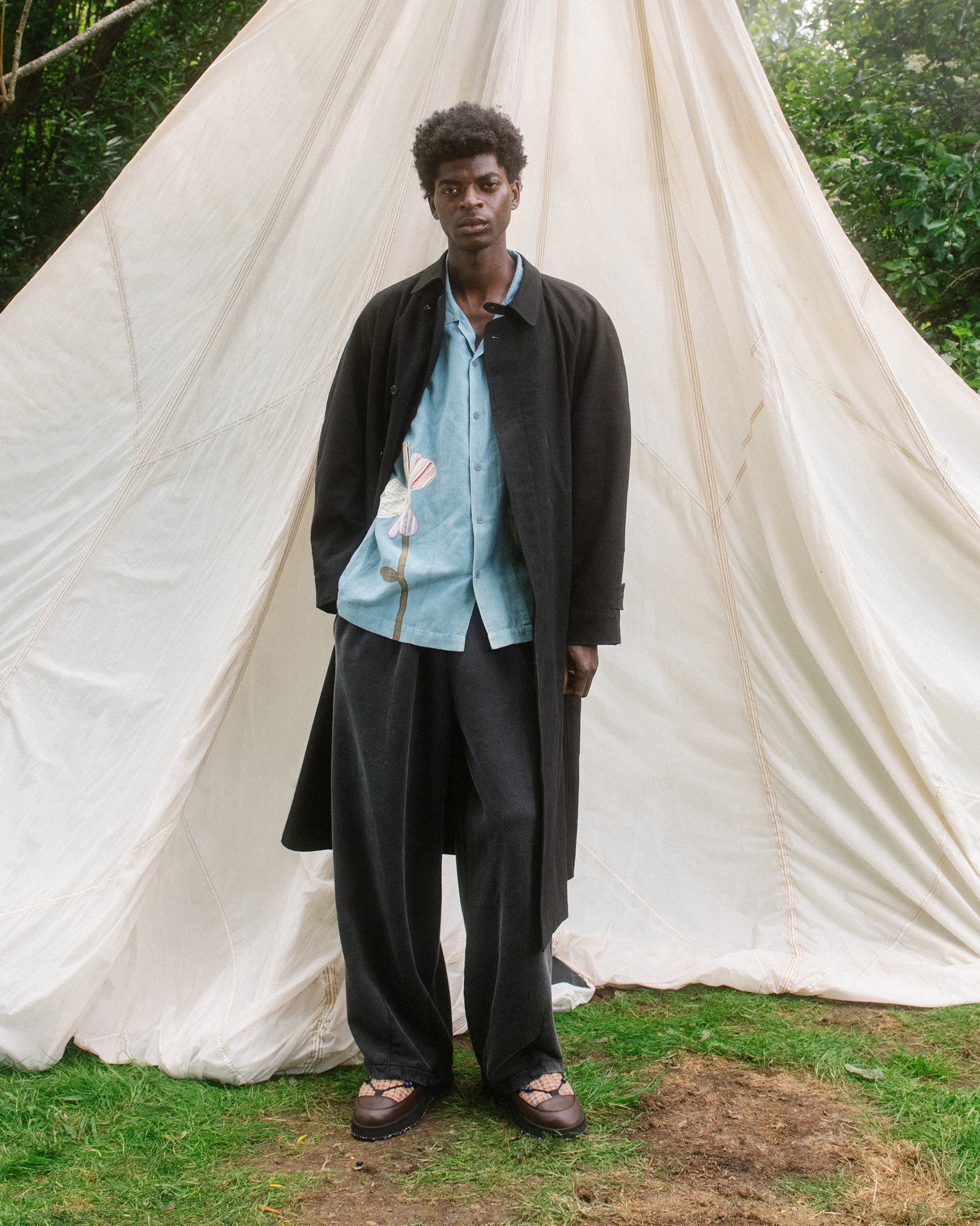 Atlas Overcoat - Black Slub