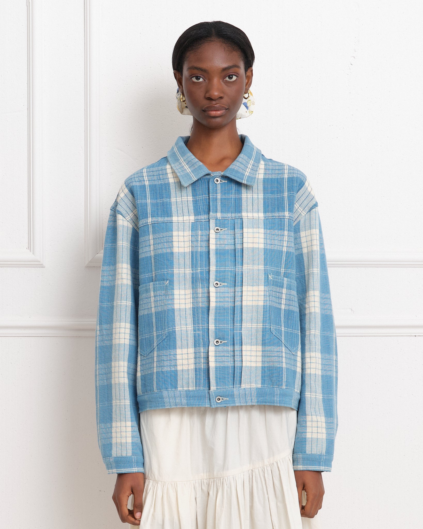 Sundae Jacket - Indigo Ecru Check