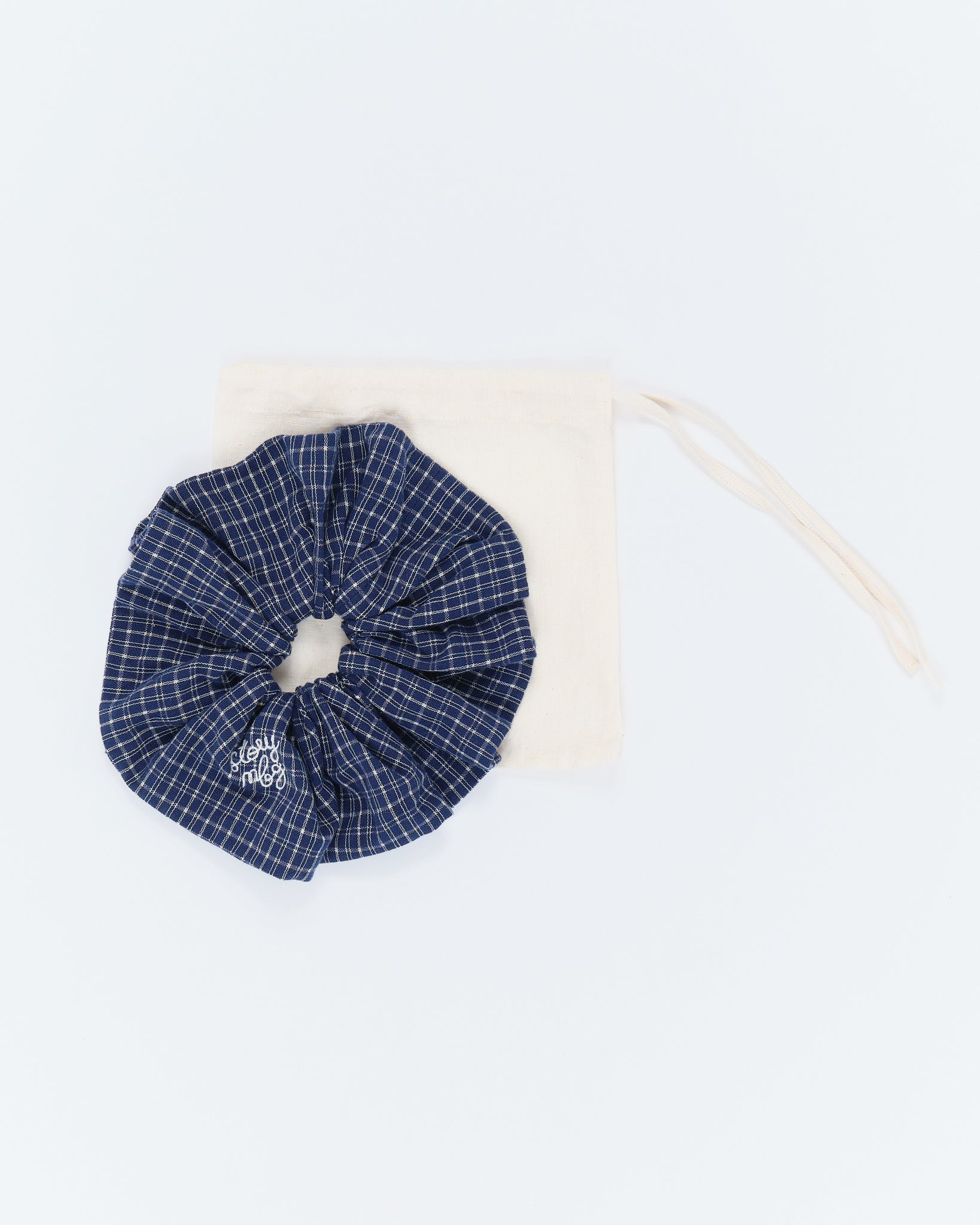 Scrunchie - Indigo Check Handloom