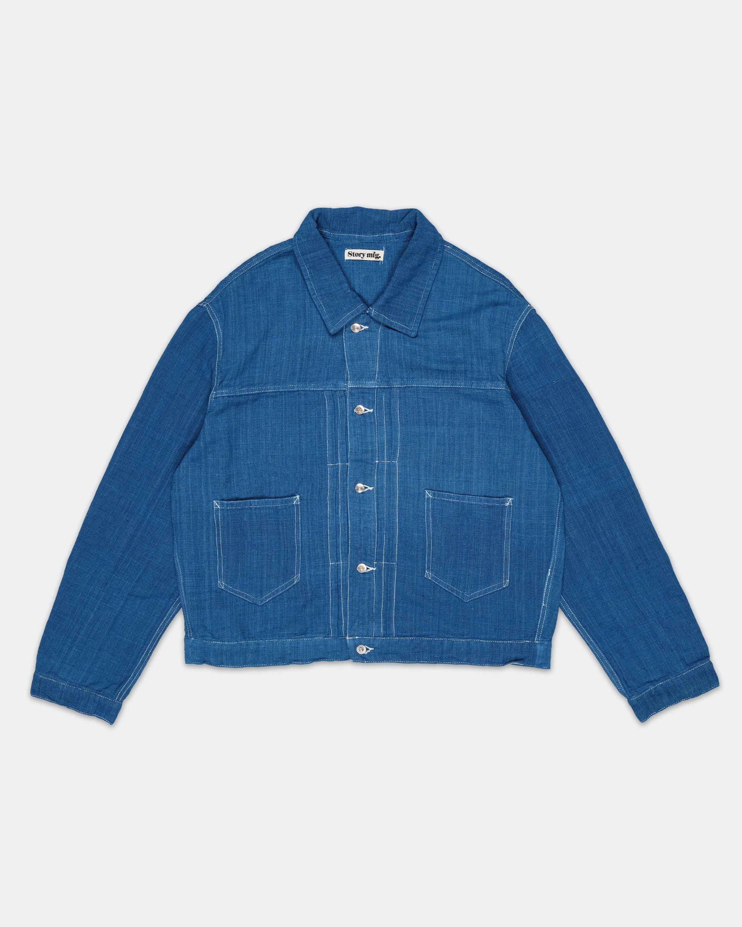 カバーオール STORY mfg SANDAE JACKET Sundae Jacket - Indigo Handloom – Story mfg.