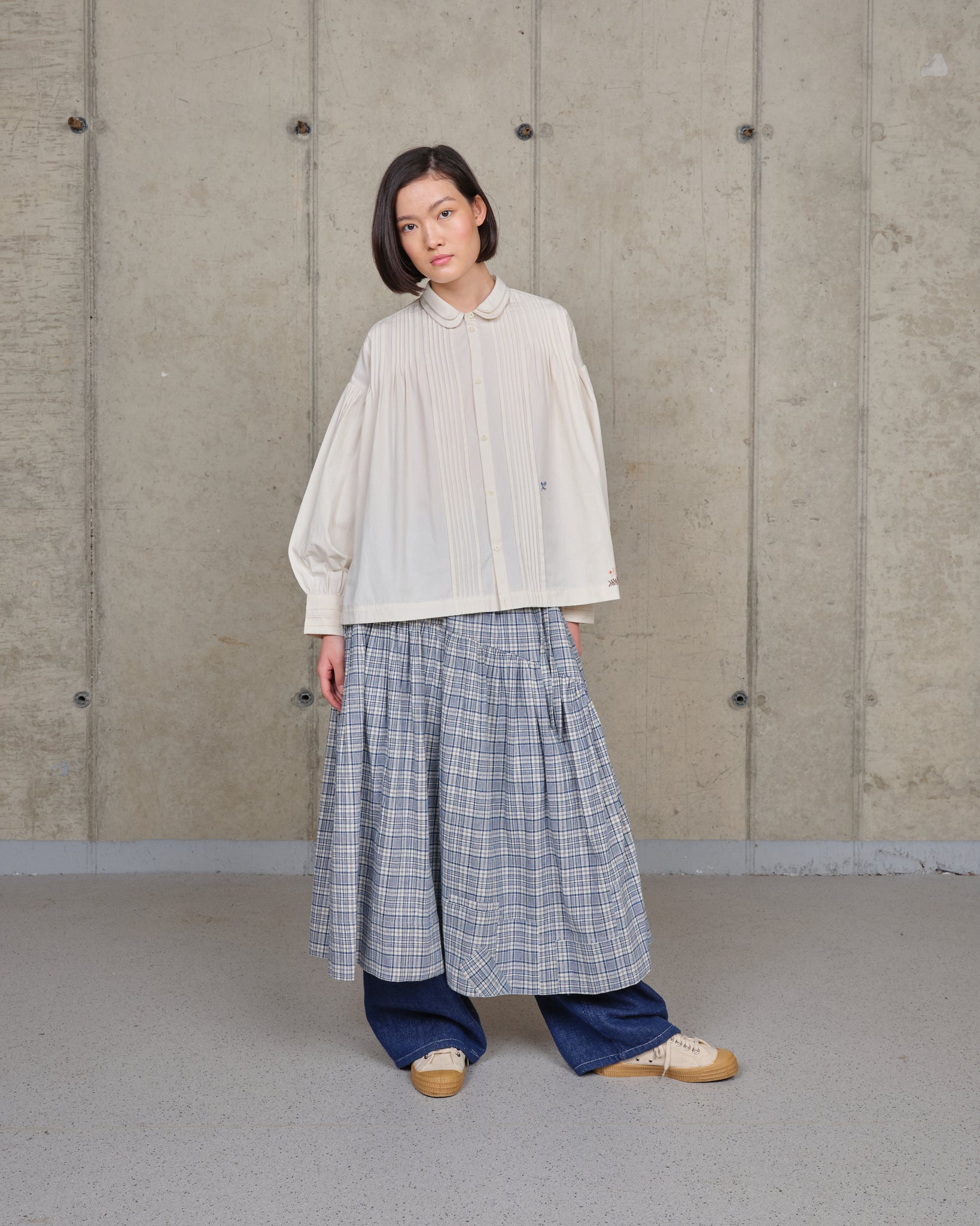 Orbit Skirt - Indigo Check Picnic