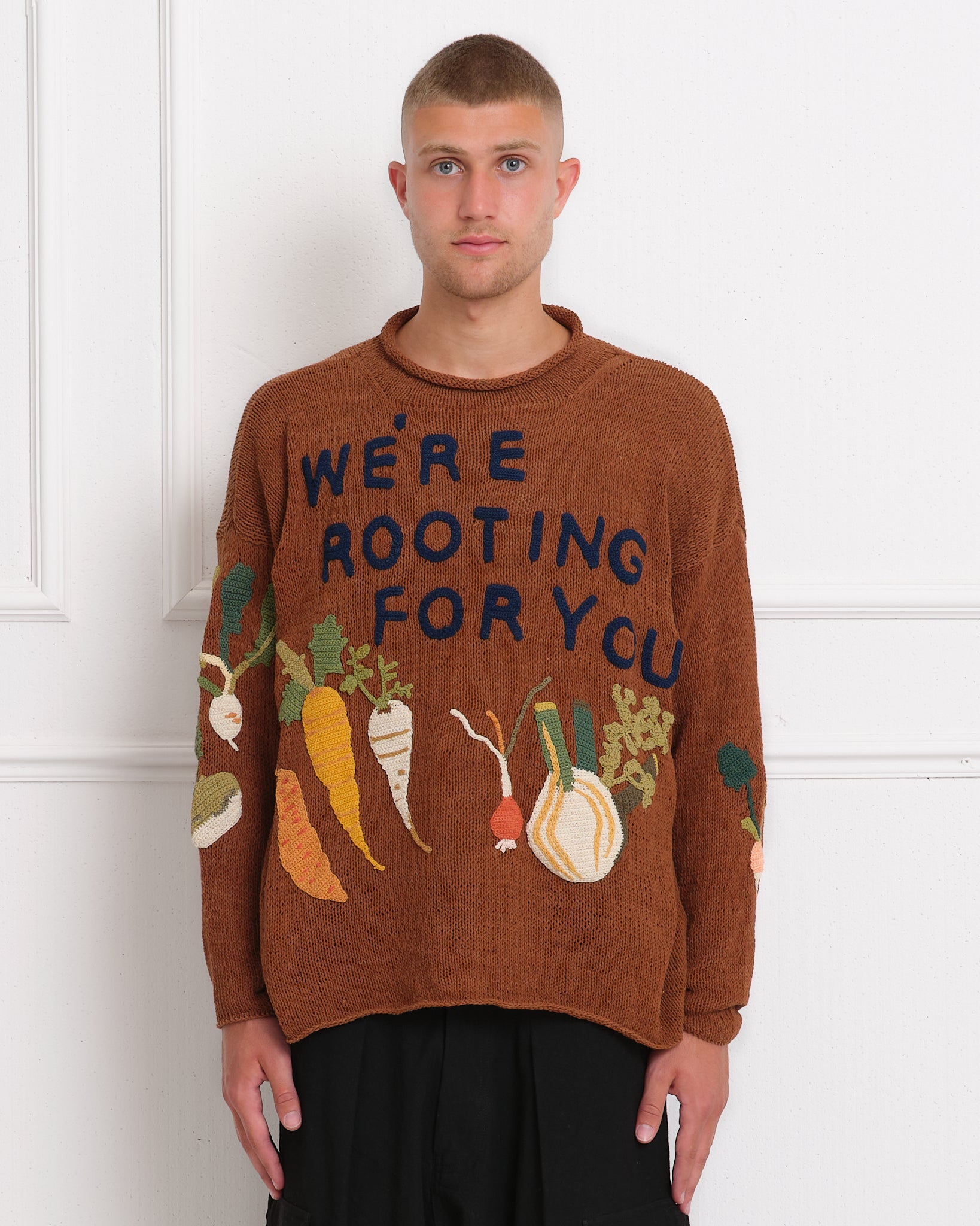 Twinsun Knit Rollneck Brown Rooting For You